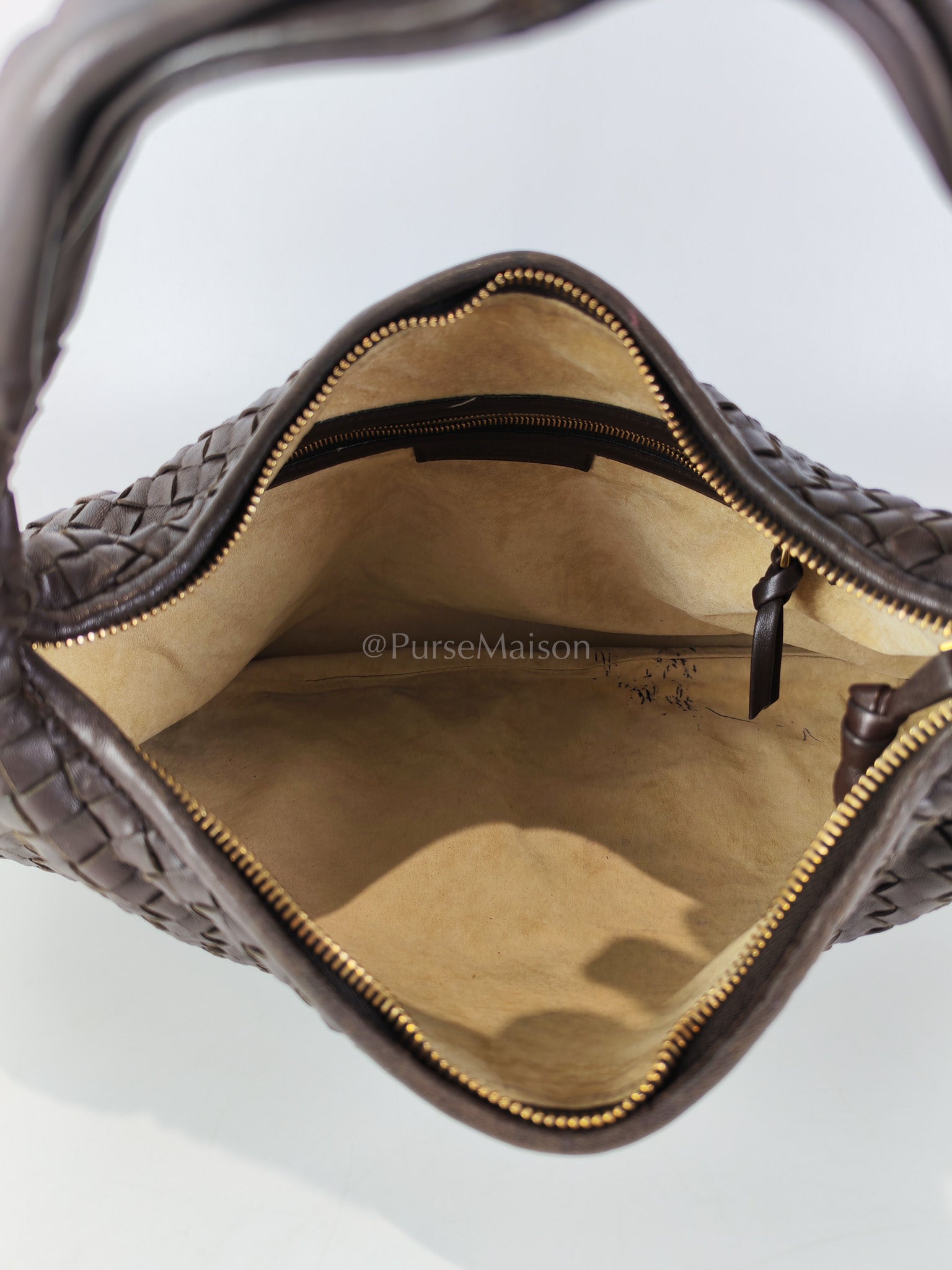 Hobo Bag in Dark Brown Intrecciato Woven Leather | Purse Maison Luxury Bags Shop