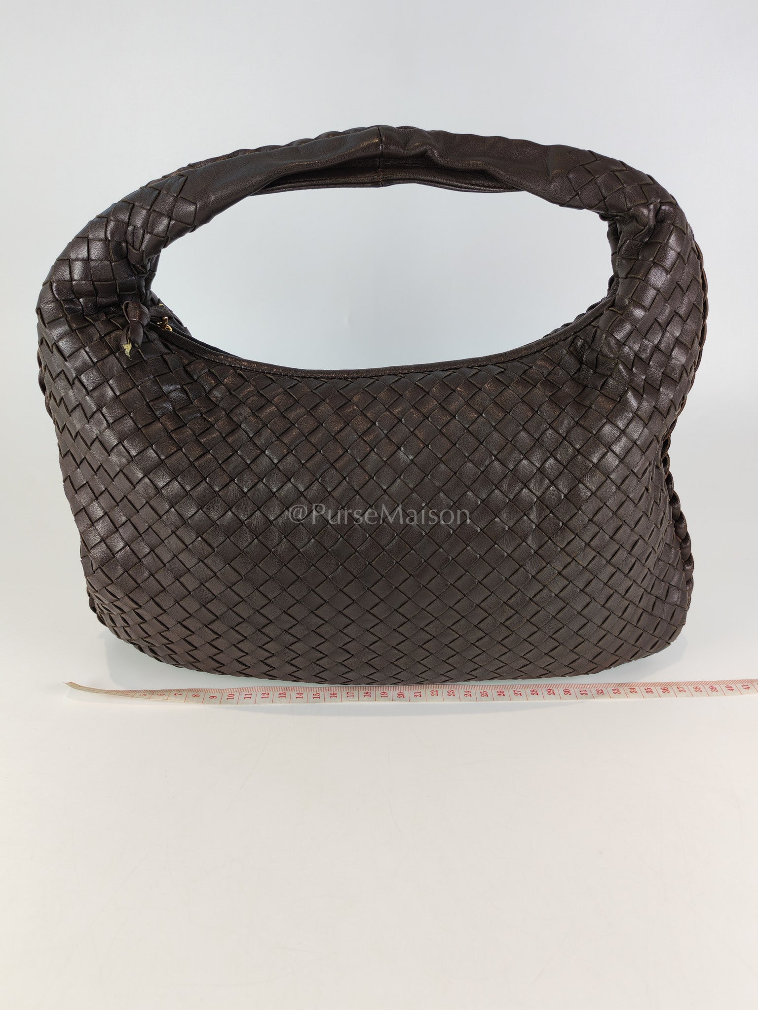 Hobo Bag in Dark Brown Intrecciato Woven Leather | Purse Maison Luxury Bags Shop