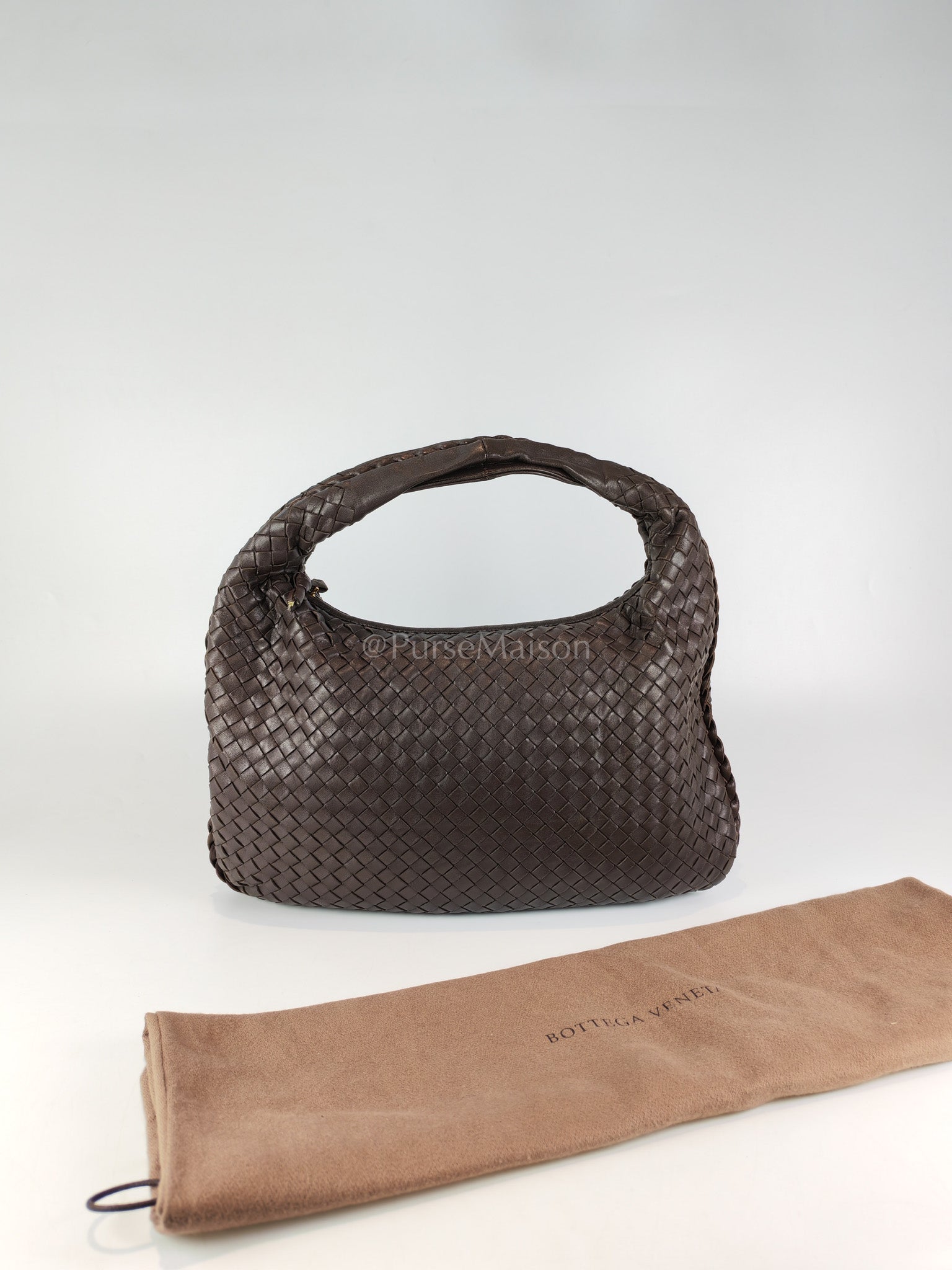 Hobo Bag in Dark Brown Intrecciato Woven Leather | Purse Maison Luxury Bags Shop