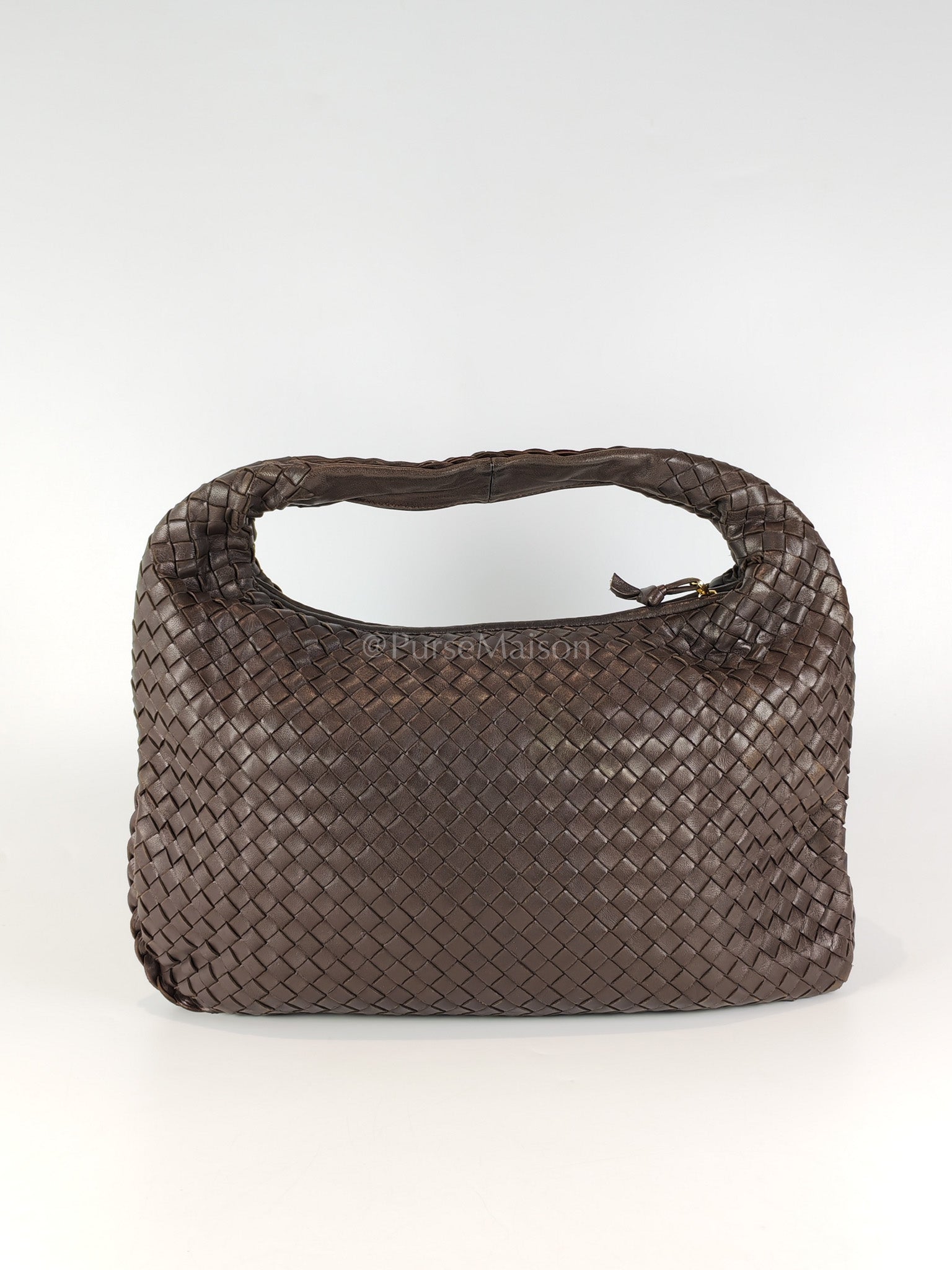 Hobo Bag in Dark Brown Intrecciato Woven Leather | Purse Maison Luxury Bags Shop