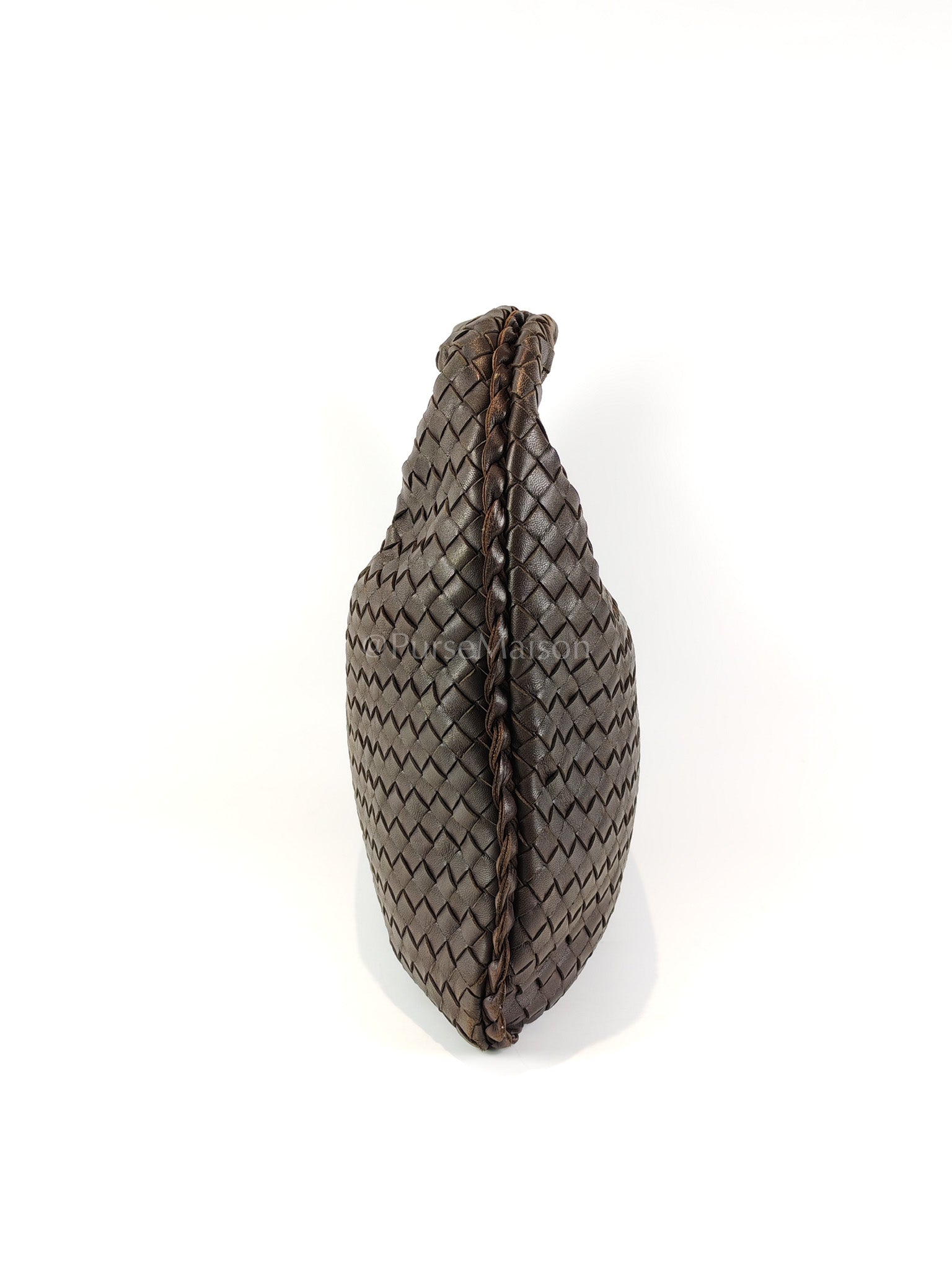 Hobo Bag in Dark Brown Intrecciato Woven Leather | Purse Maison Luxury Bags Shop