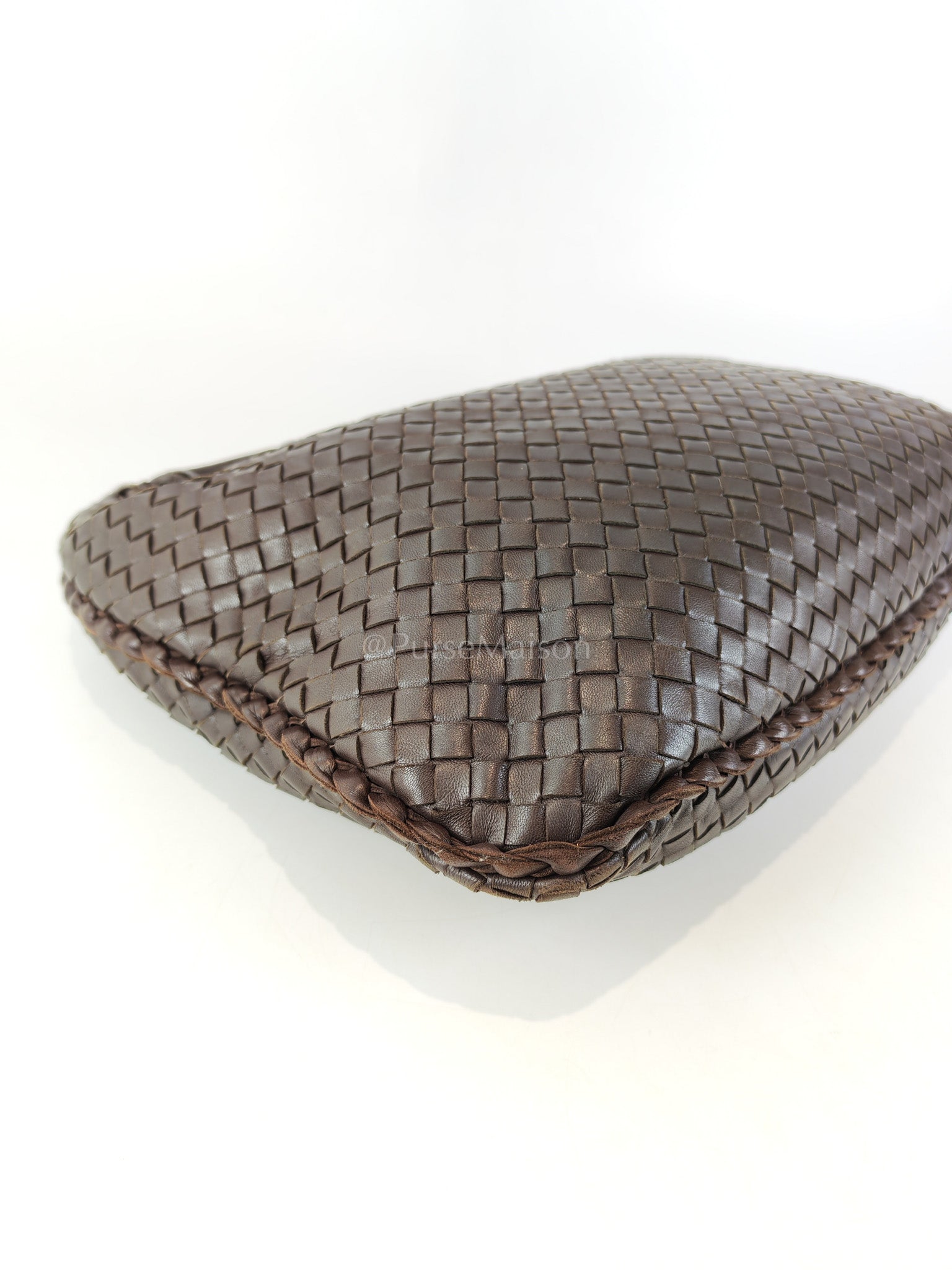 Hobo Bag in Dark Brown Intrecciato Woven Leather | Purse Maison Luxury Bags Shop