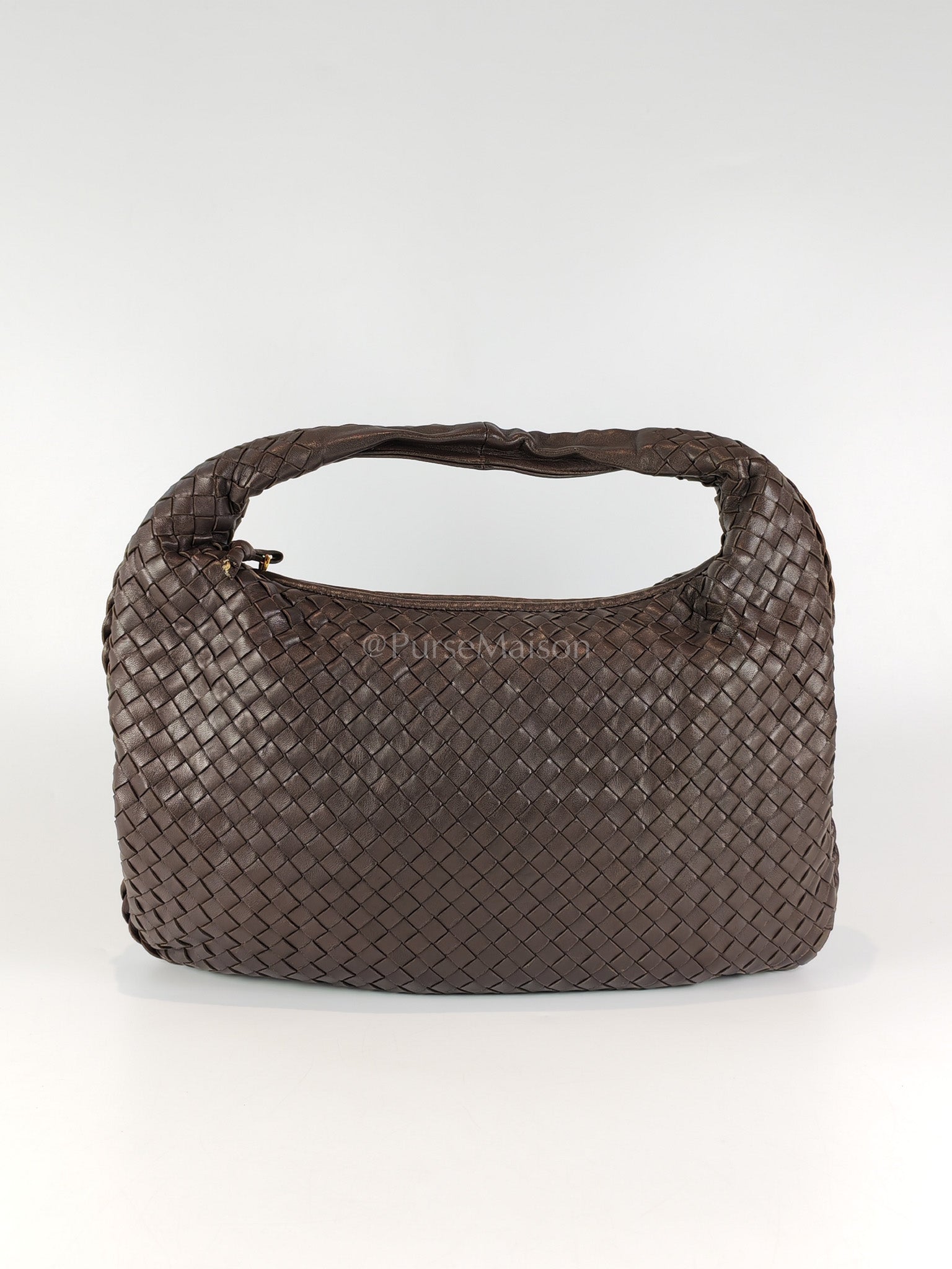 Hobo Bag in Dark Brown Intrecciato Woven Leather | Purse Maison Luxury Bags Shop