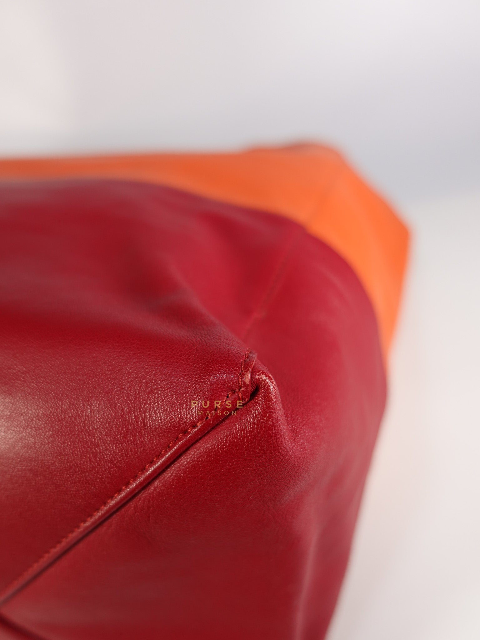 Horizontal Cabas Tote Bag Large in Orange & Red | Purse Maison Luxury Bags Shop