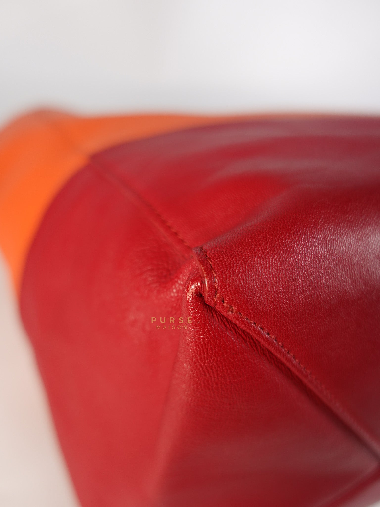 Horizontal Cabas Tote Bag Large in Orange & Red | Purse Maison Luxury Bags Shop