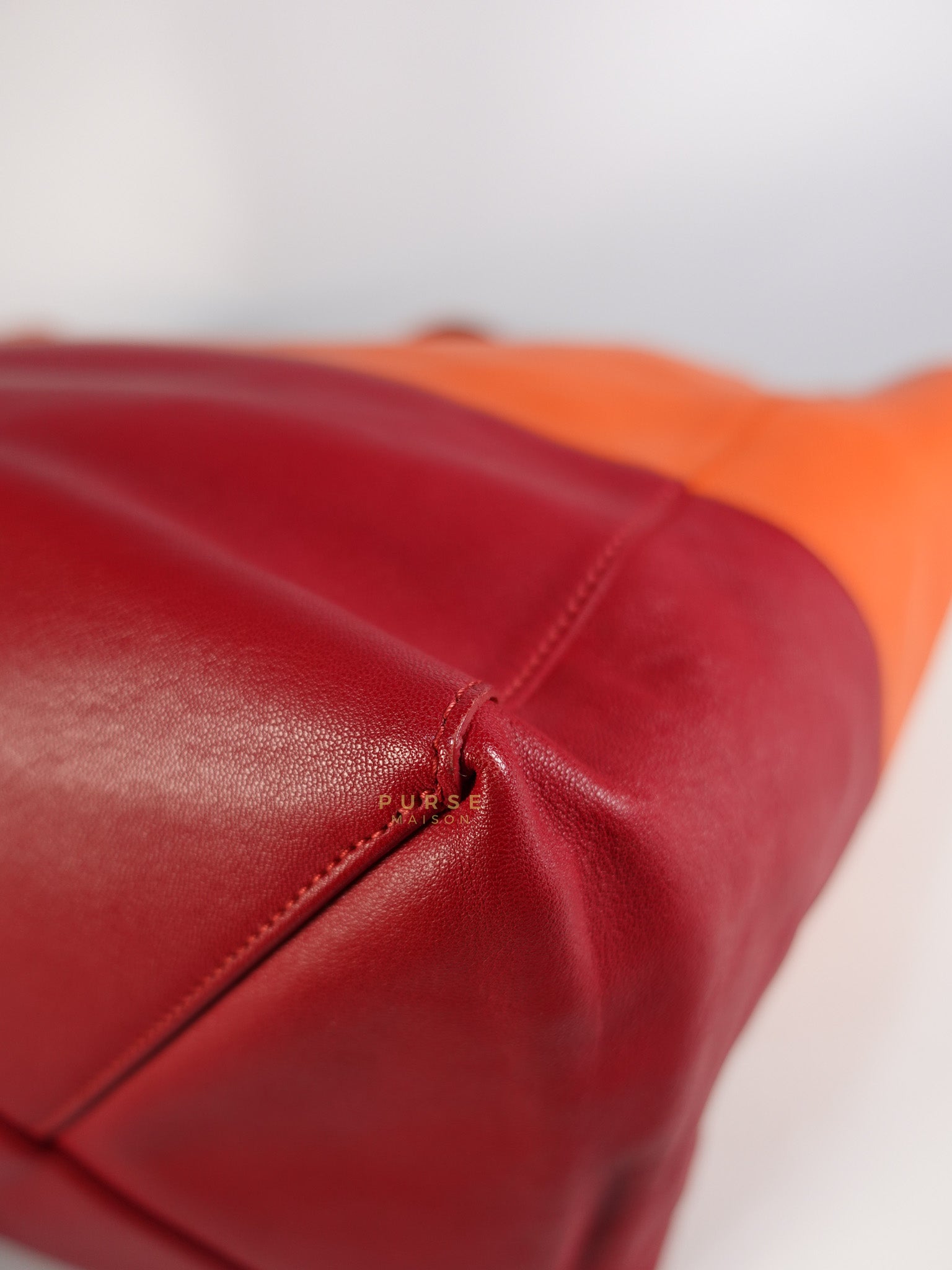 Horizontal Cabas Tote Bag Large in Orange & Red | Purse Maison Luxury Bags Shop