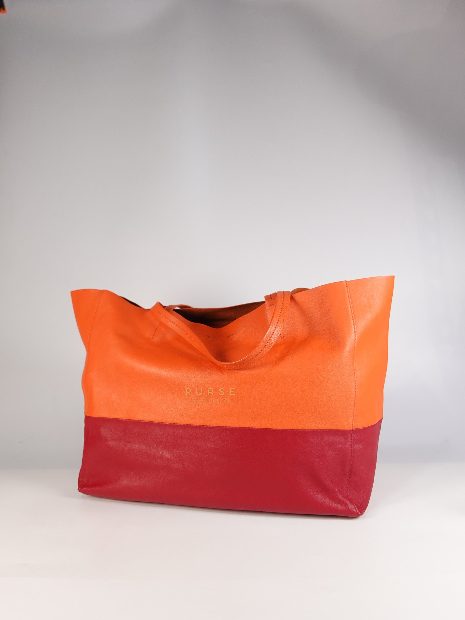 Horizontal Cabas Tote Bag Large in Orange & Red | Purse Maison Luxury Bags Shop