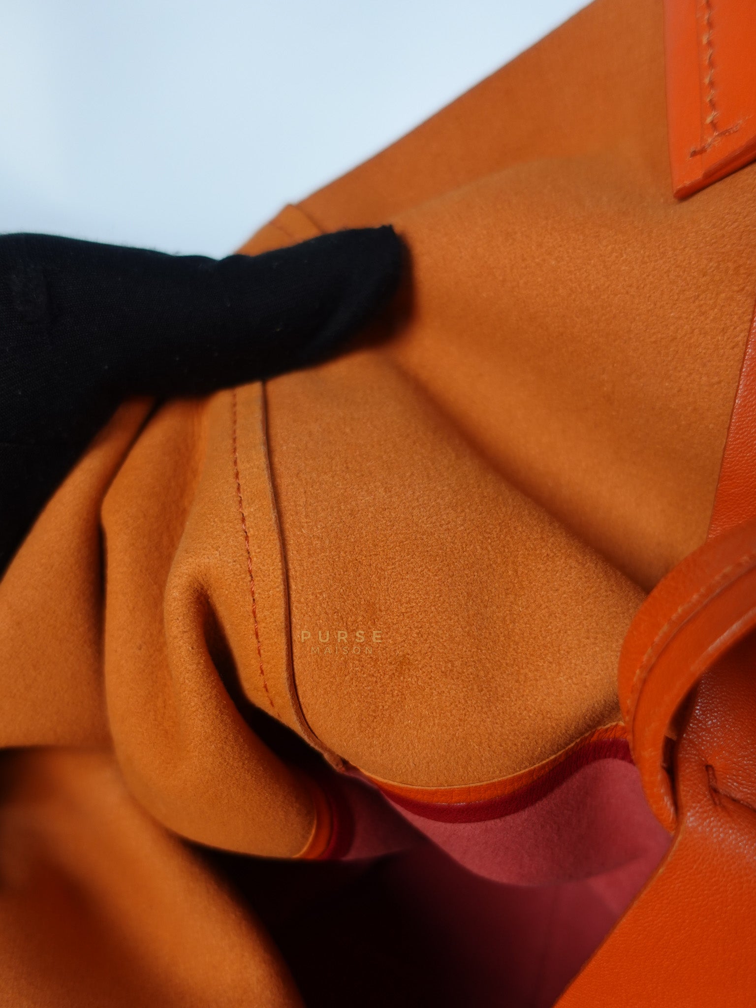 Horizontal Cabas Tote Bag Large in Orange & Red | Purse Maison Luxury Bags Shop