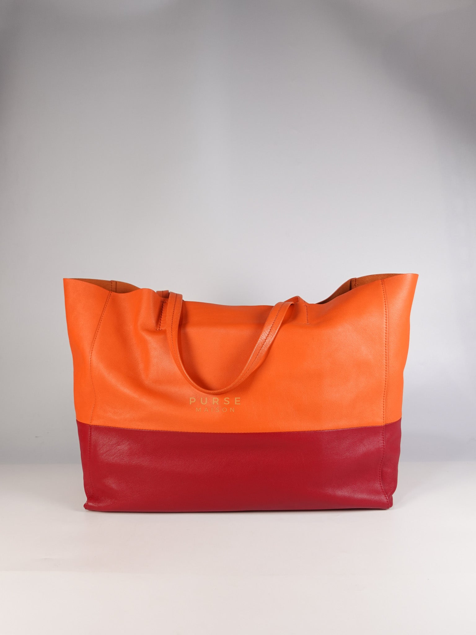 Horizontal Cabas Tote Bag Large in Orange & Red | Purse Maison Luxury Bags Shop