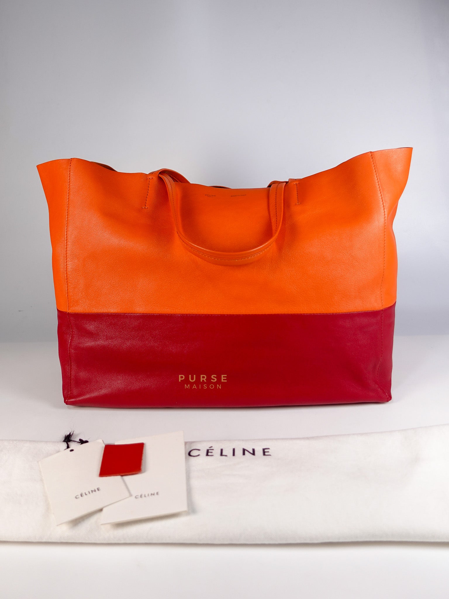 Horizontal Cabas Tote Bag Large in Orange & Red | Purse Maison Luxury Bags Shop
