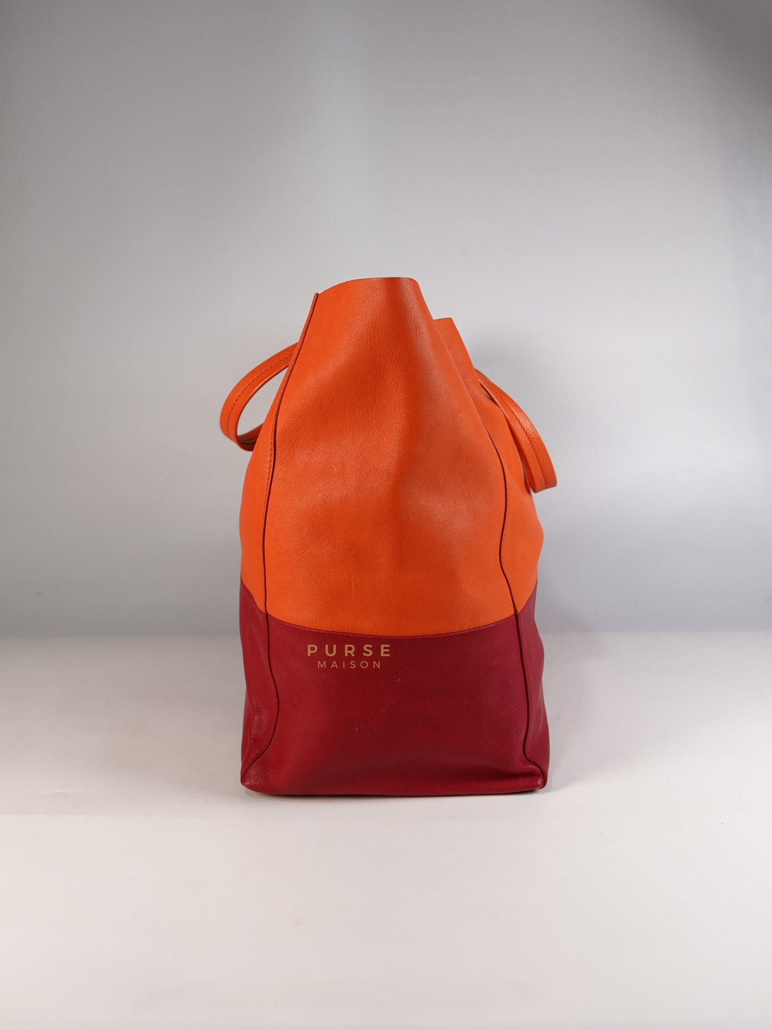 Horizontal Cabas Tote Bag Large in Orange & Red | Purse Maison Luxury Bags Shop