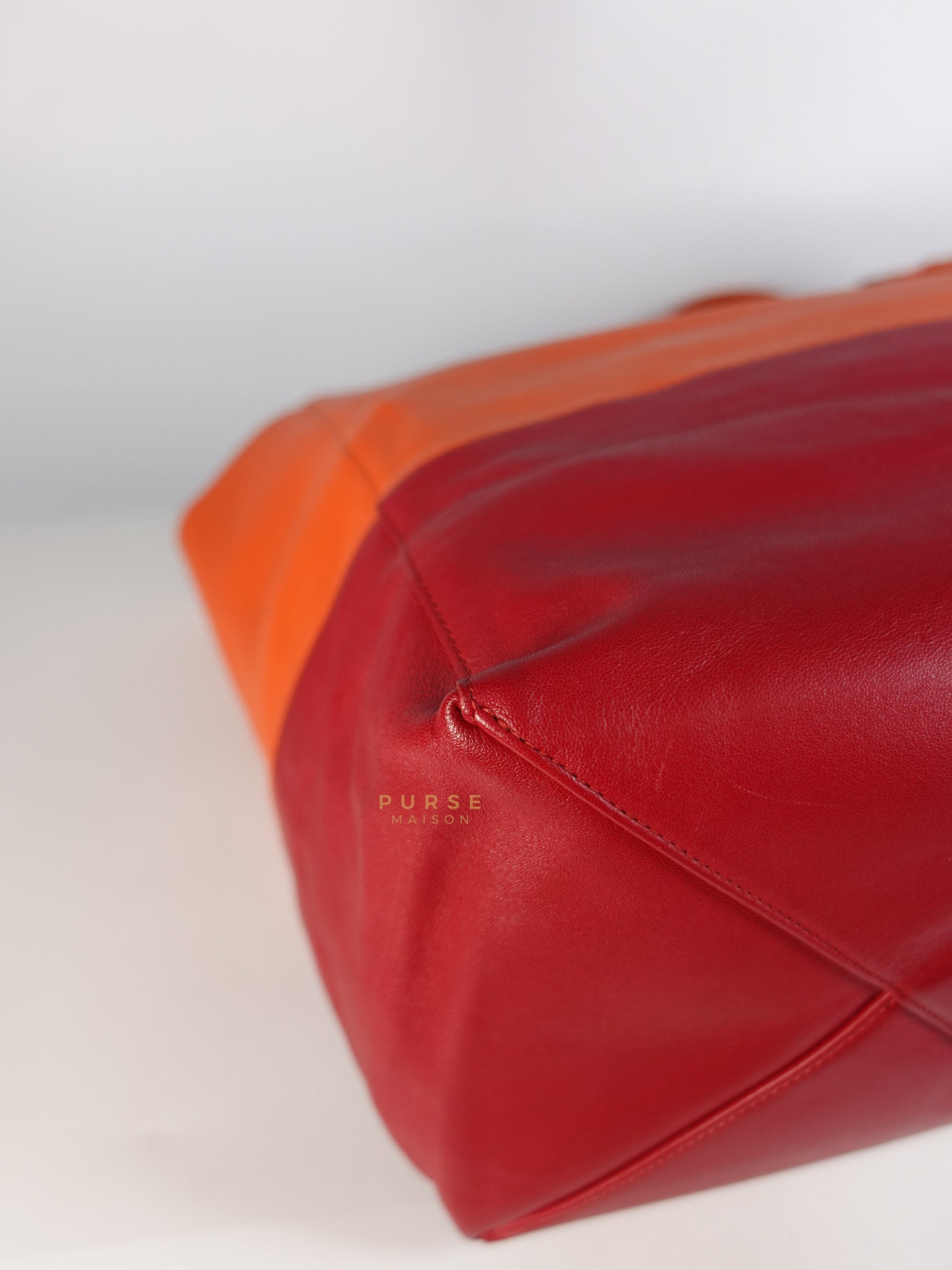 Horizontal Cabas Tote Bag Large in Orange & Red | Purse Maison Luxury Bags Shop