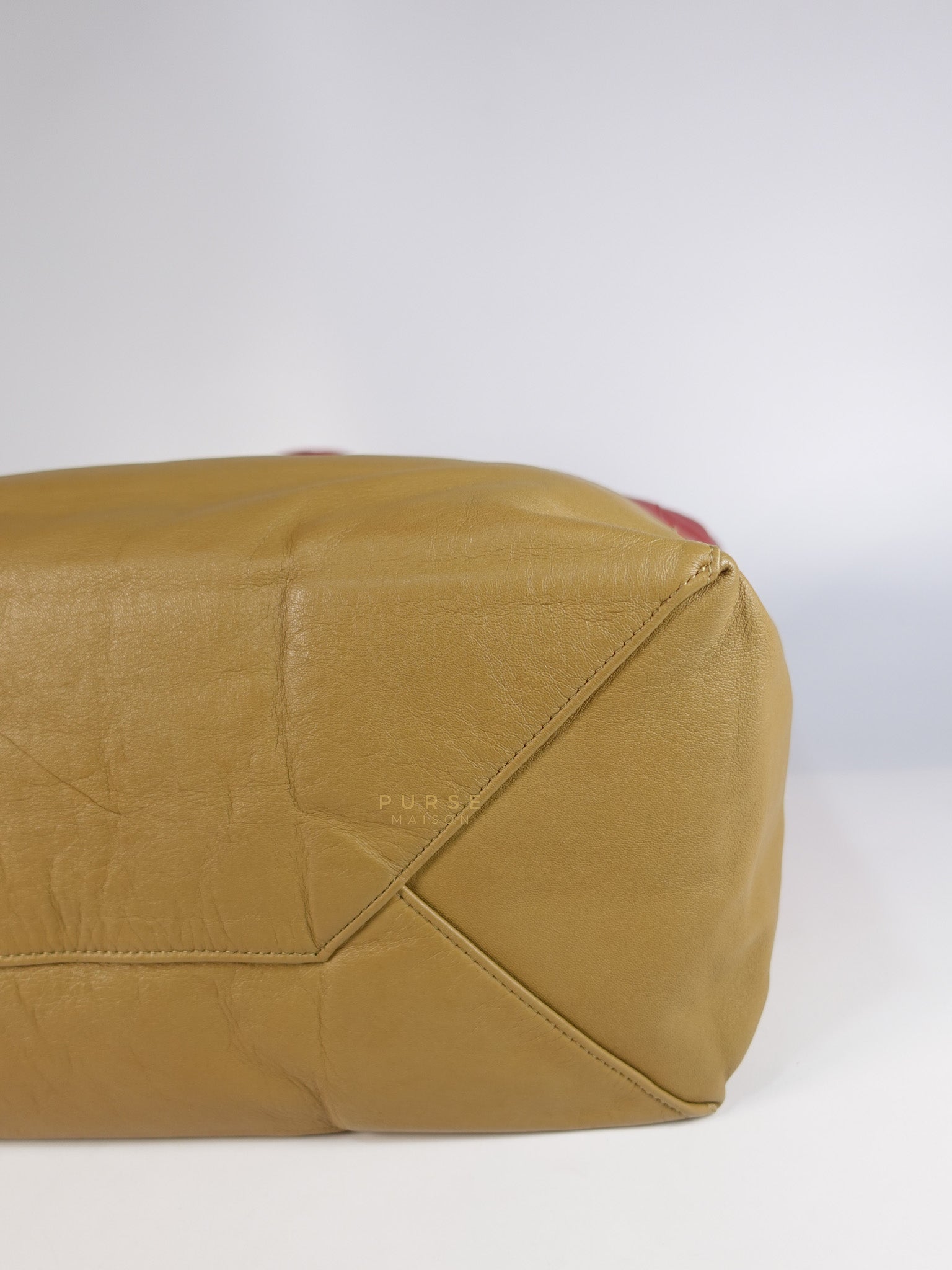 Horizontal Tote Bag 2way Large in Red & Brown | Purse Maison Luxury Bags Shop