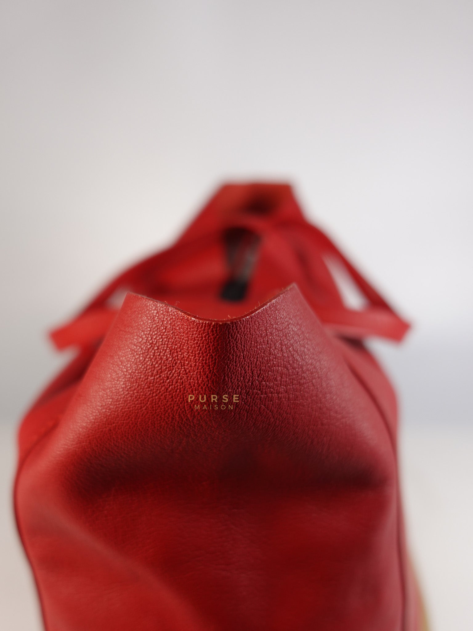 Horizontal Tote Bag 2way Large in Red & Brown | Purse Maison Luxury Bags Shop