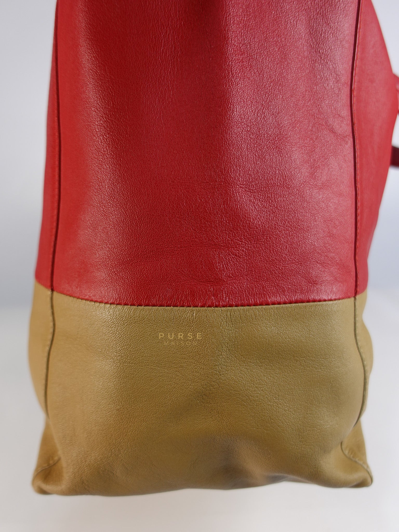 Horizontal Tote Bag 2way Large in Red & Brown | Purse Maison Luxury Bags Shop