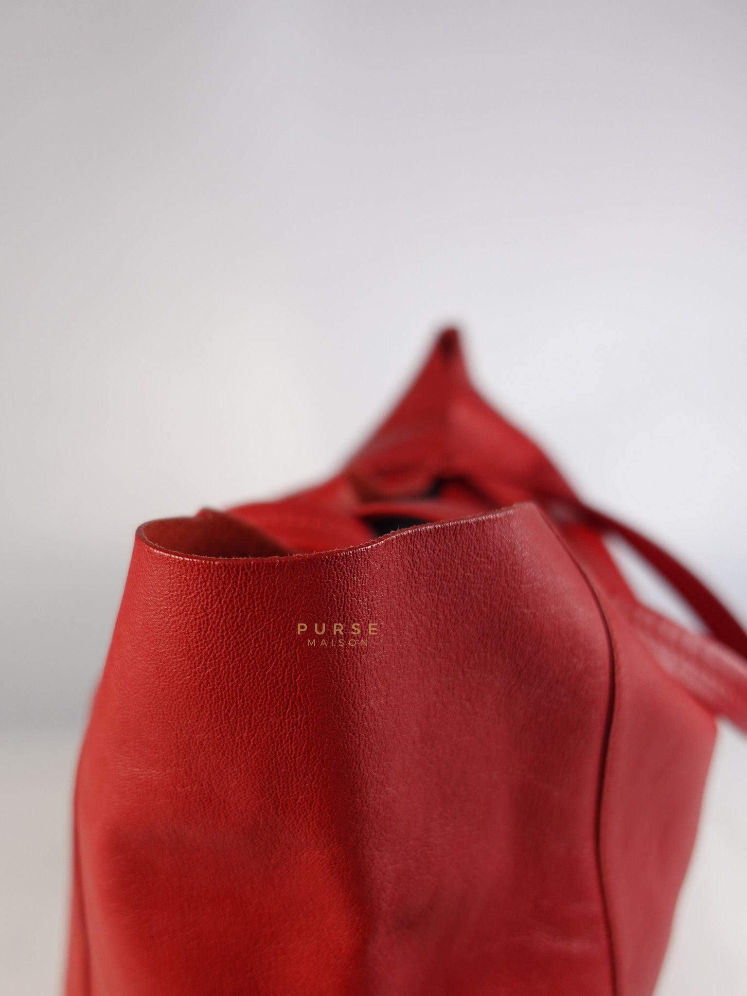 Horizontal Tote Bag 2way Large in Red & Brown | Purse Maison Luxury Bags Shop