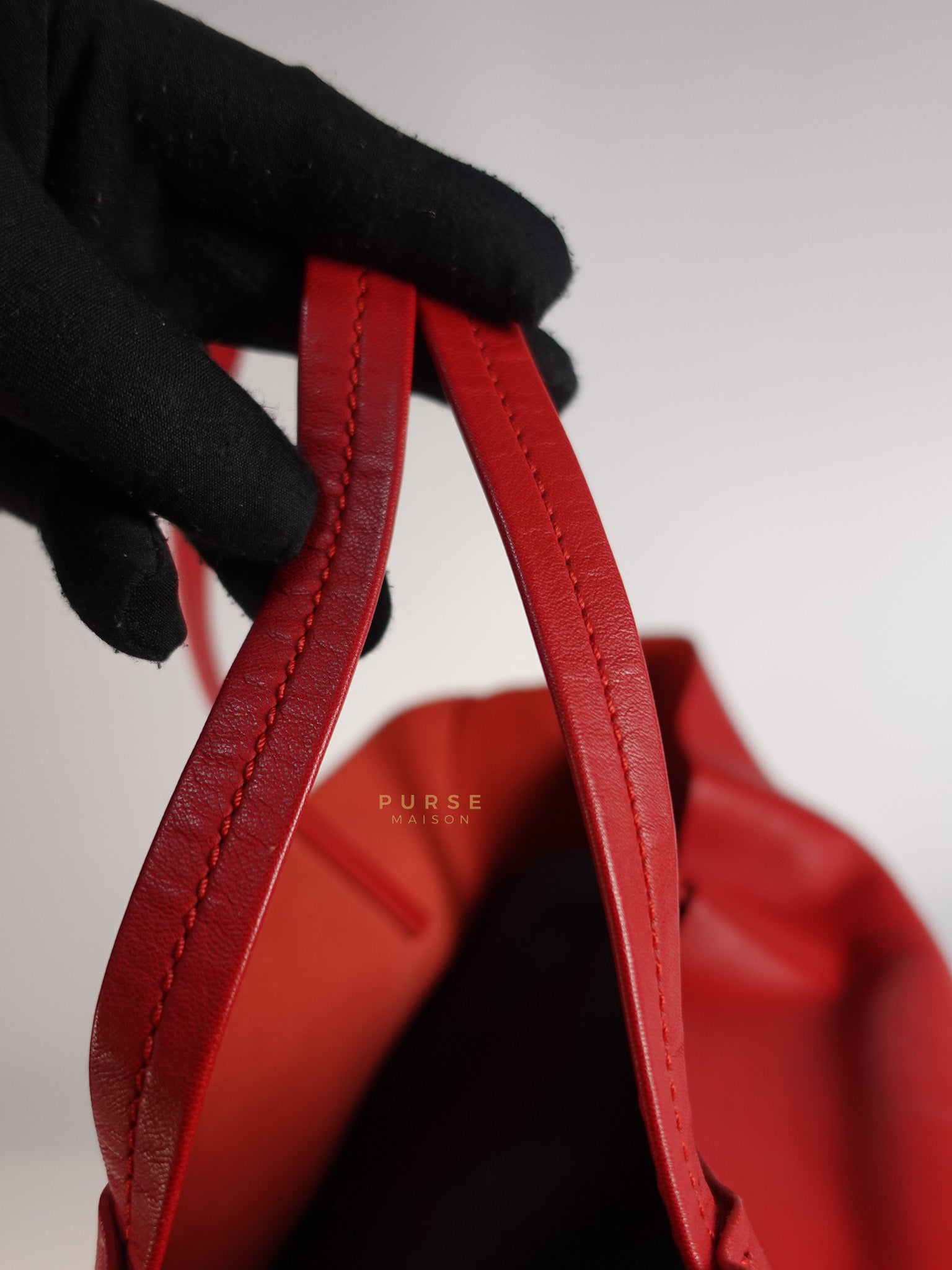 Horizontal Tote Bag 2way Large in Red & Brown | Purse Maison Luxury Bags Shop