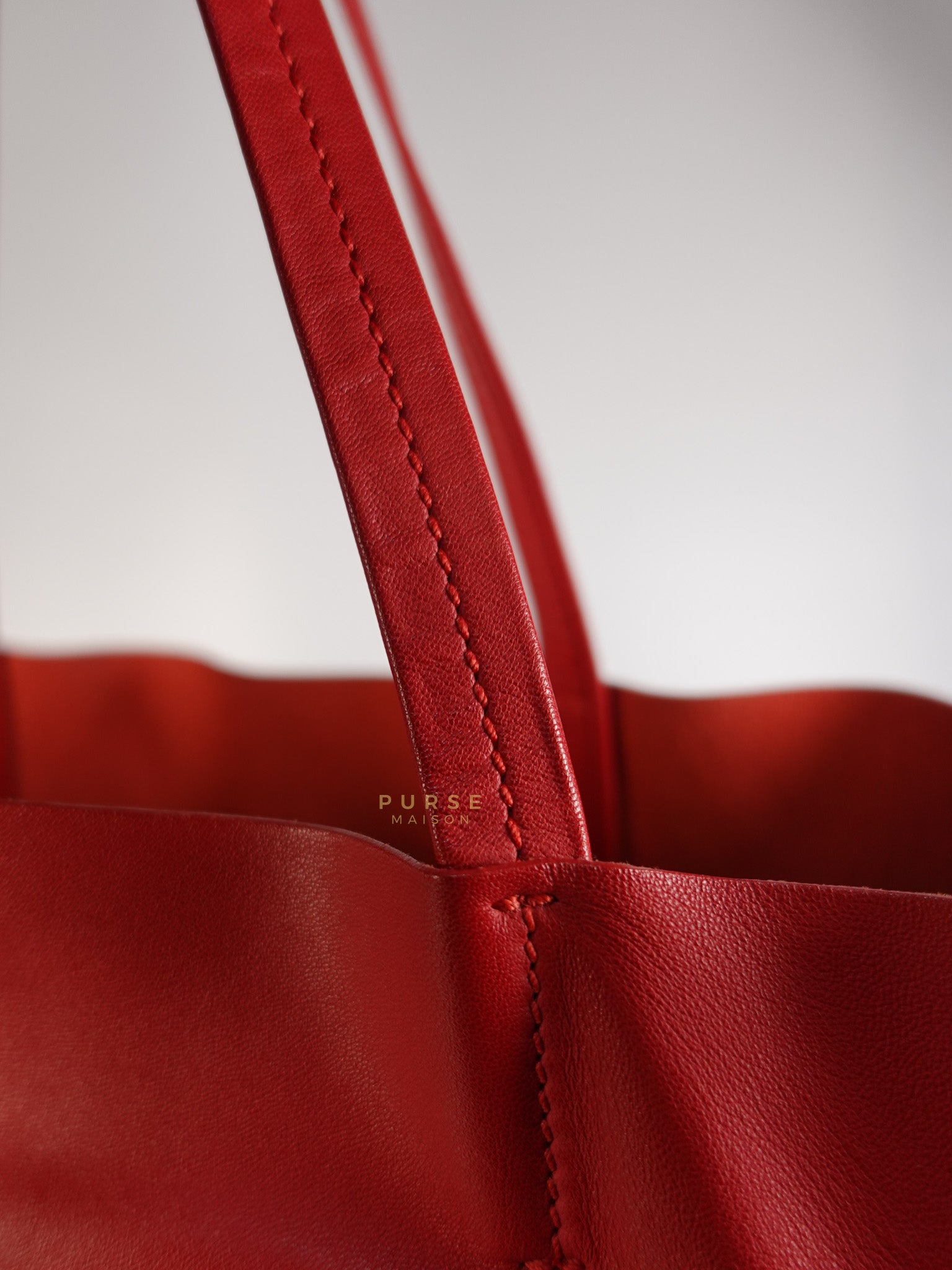 Horizontal Tote Bag 2way Large in Red & Brown | Purse Maison Luxury Bags Shop