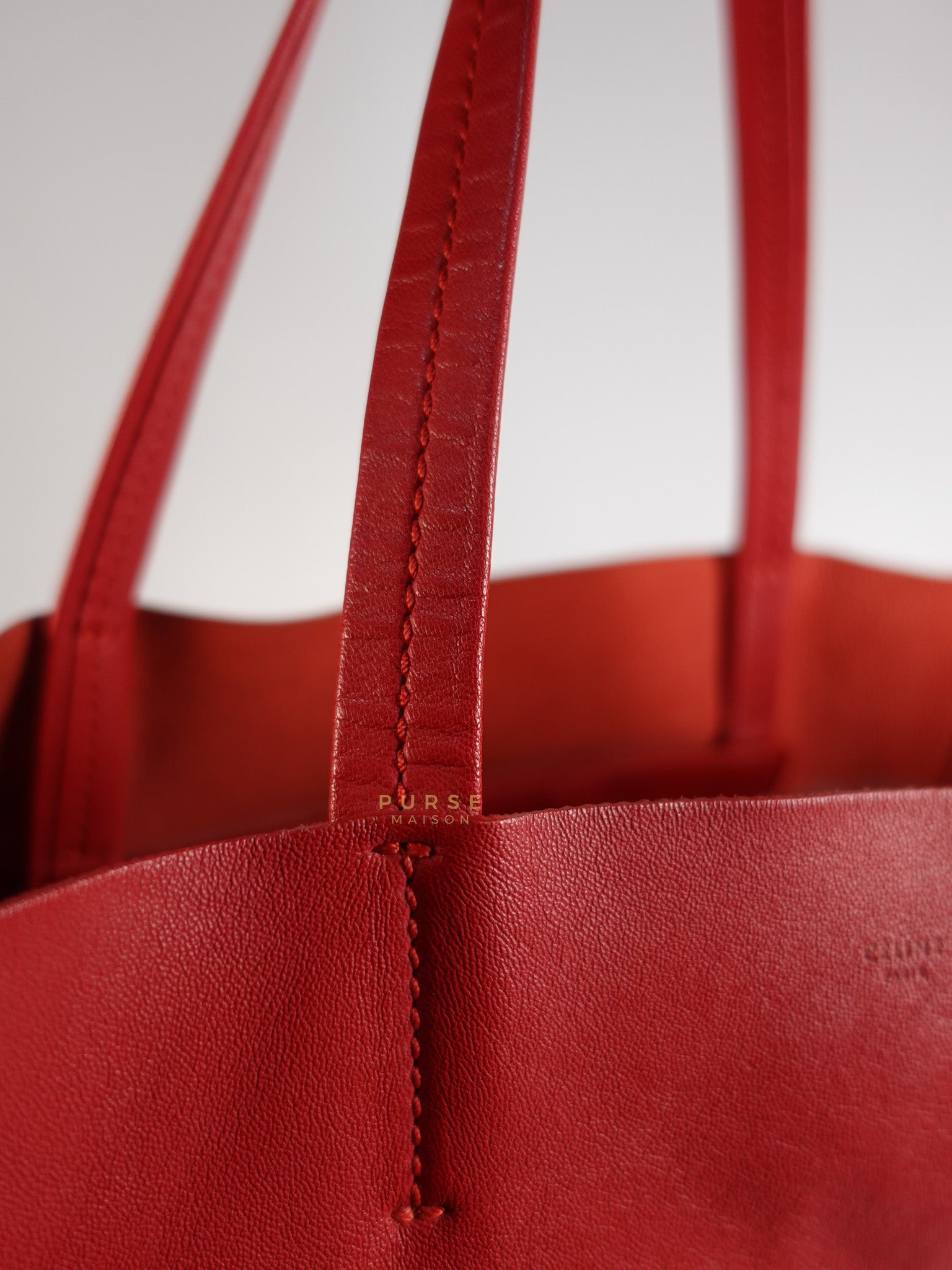 Horizontal Tote Bag 2way Large in Red & Brown | Purse Maison Luxury Bags Shop