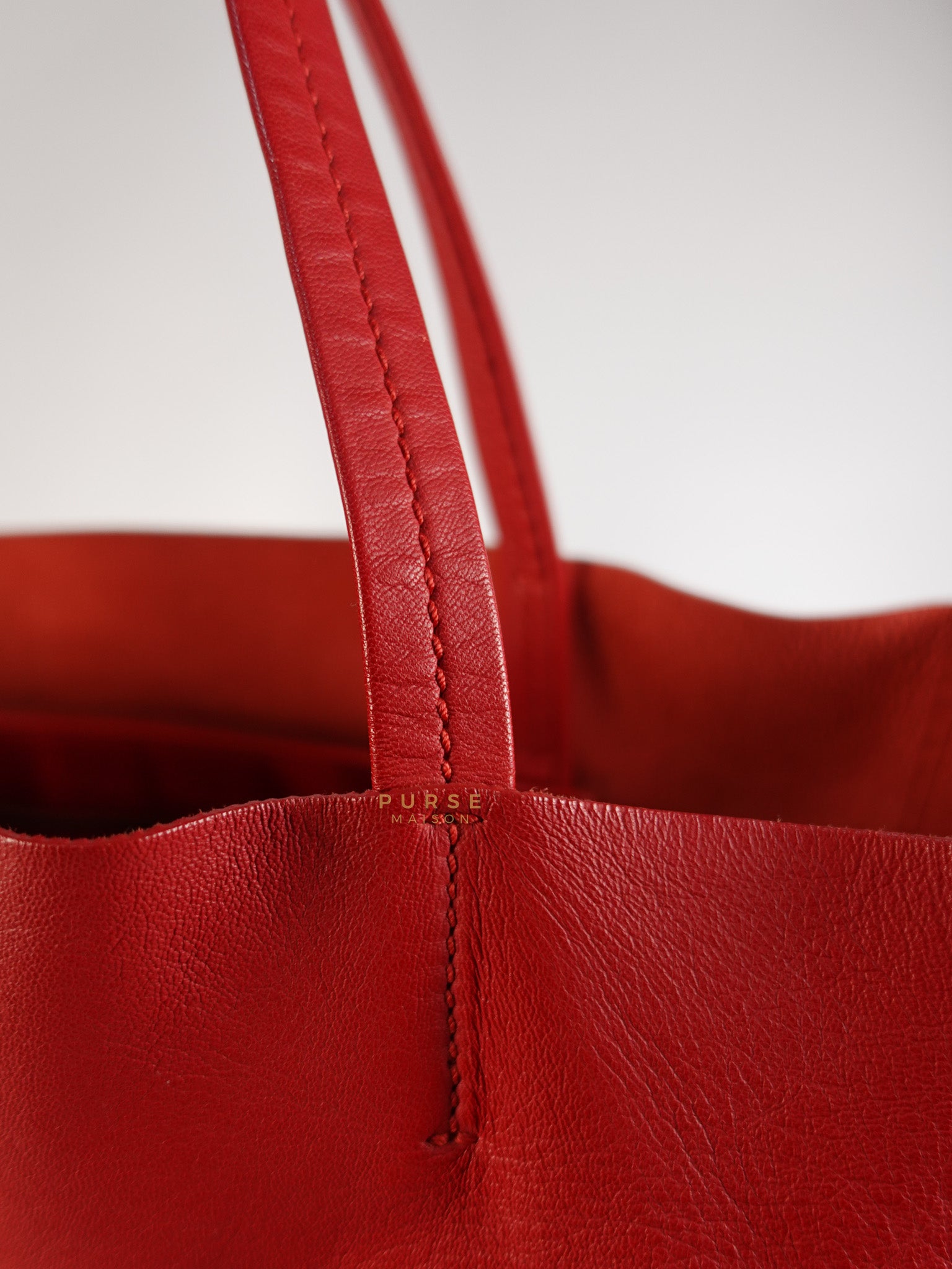 Horizontal Tote Bag 2way Large in Red & Brown | Purse Maison Luxury Bags Shop
