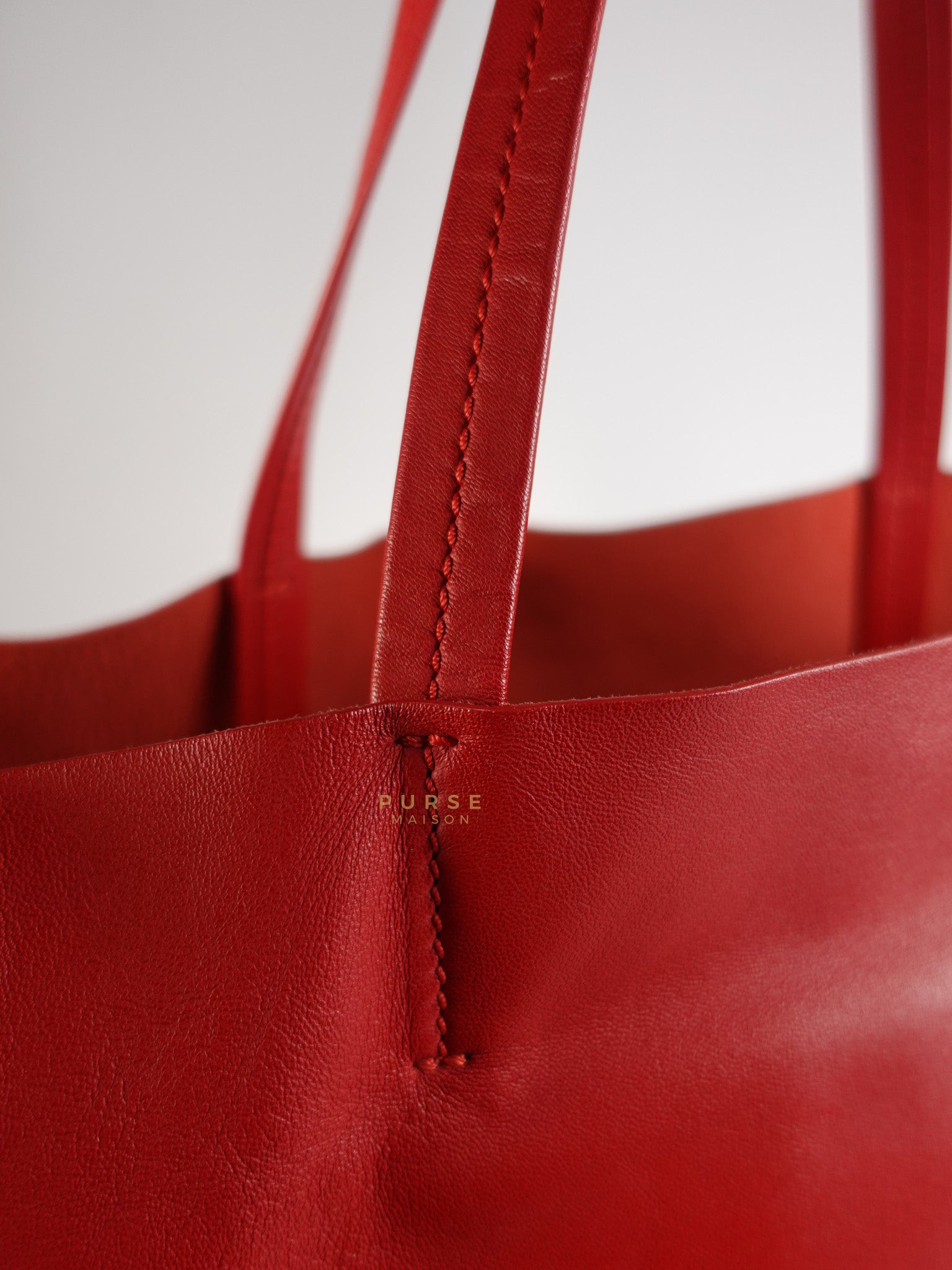 Horizontal Tote Bag 2way Large in Red & Brown | Purse Maison Luxury Bags Shop