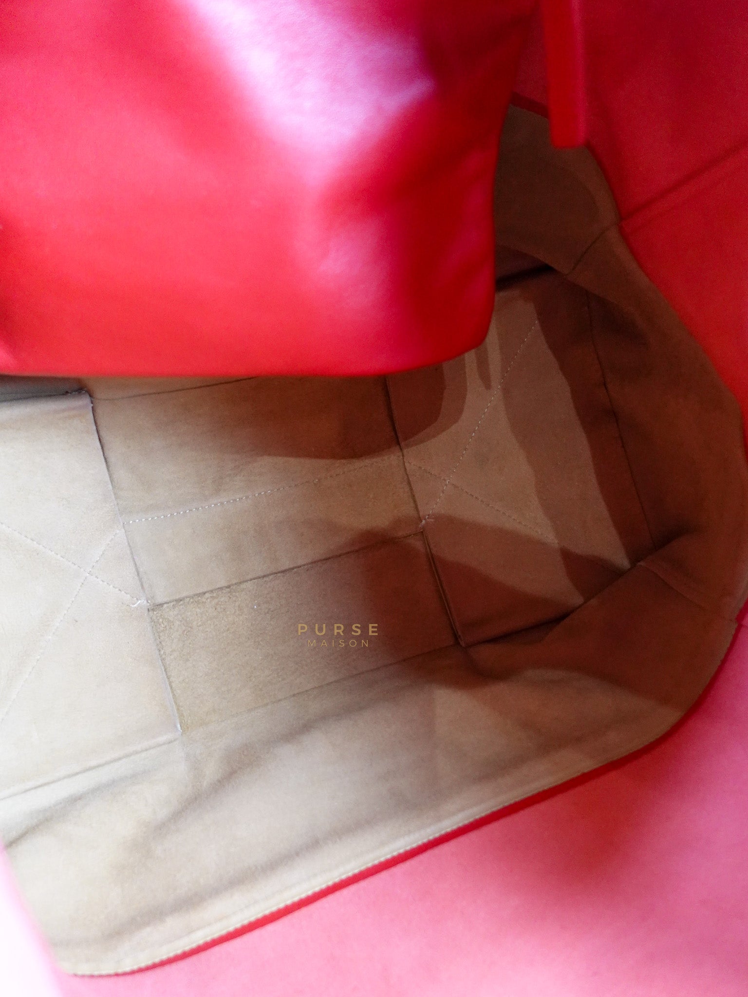 Horizontal Tote Bag 2way Large in Red & Brown | Purse Maison Luxury Bags Shop