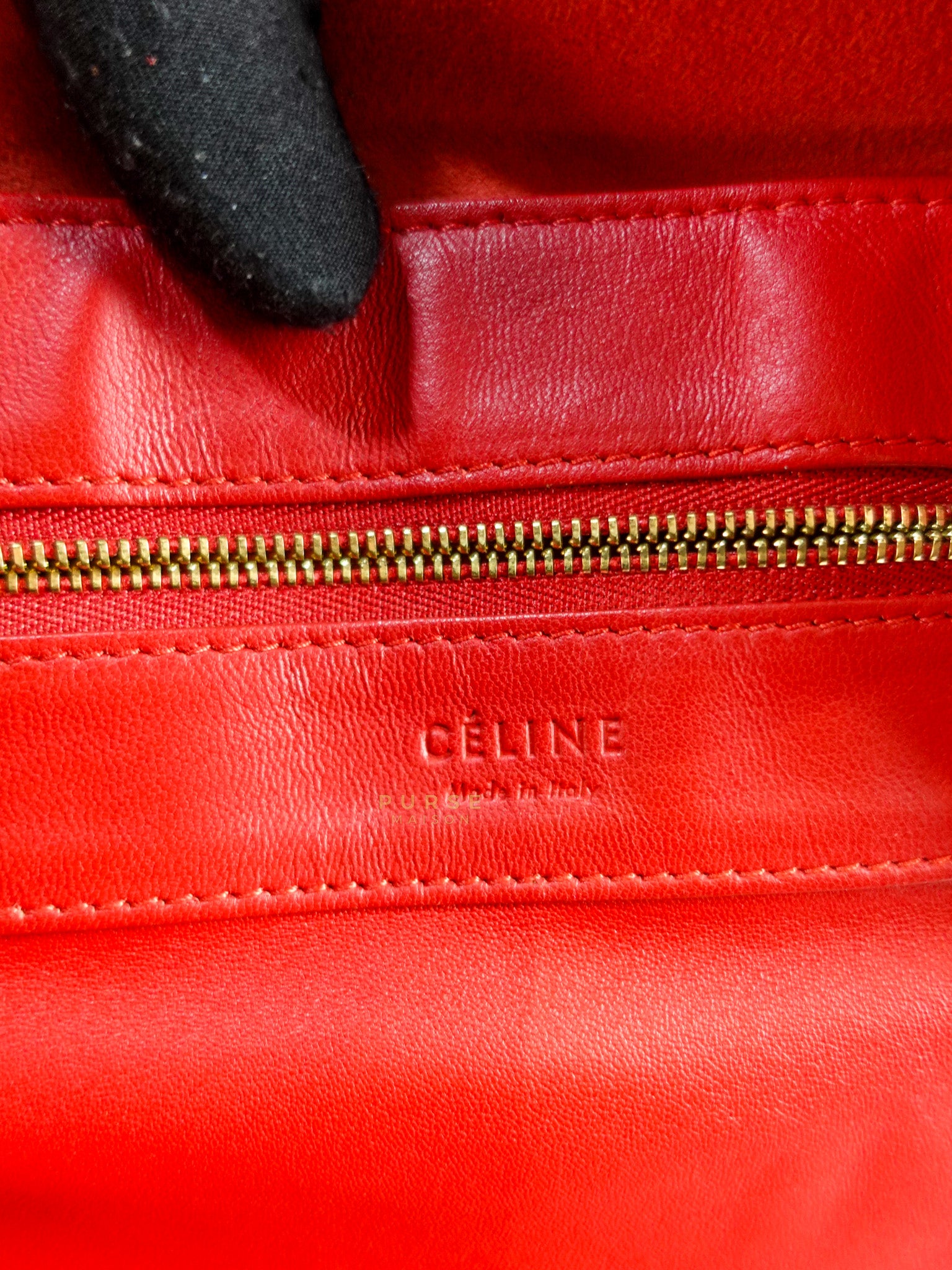 Horizontal Tote Bag 2way Large in Red & Brown | Purse Maison Luxury Bags Shop