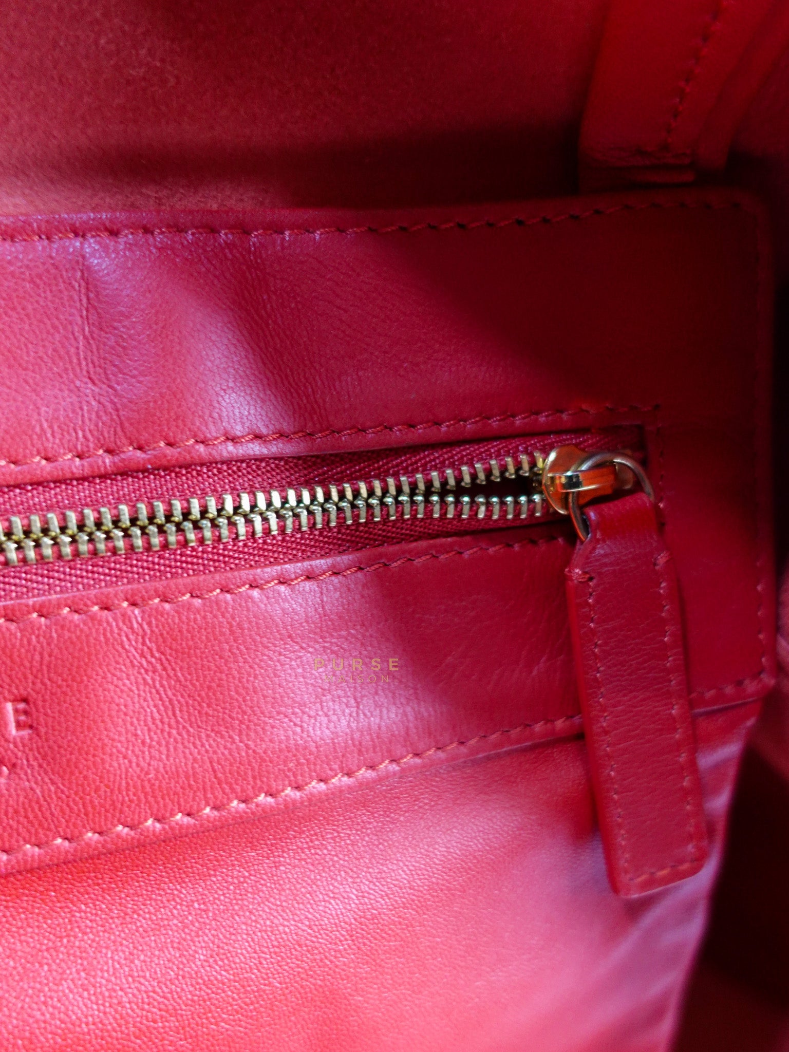 Horizontal Tote Bag 2way Large in Red & Brown | Purse Maison Luxury Bags Shop