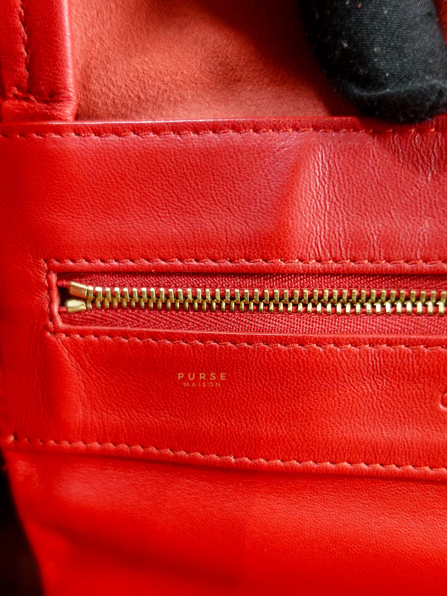 Horizontal Tote Bag 2way Large in Red & Brown | Purse Maison Luxury Bags Shop