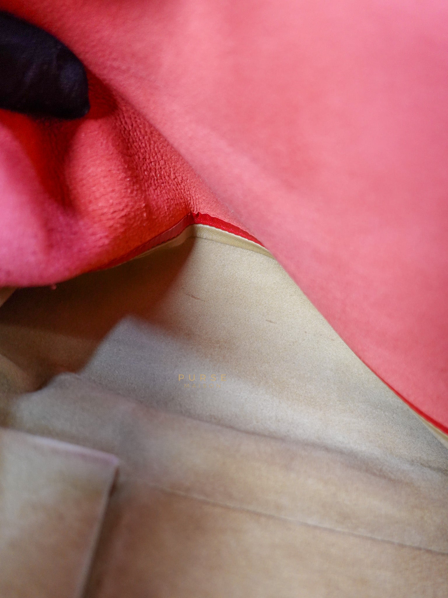 Horizontal Tote Bag 2way Large in Red & Brown | Purse Maison Luxury Bags Shop