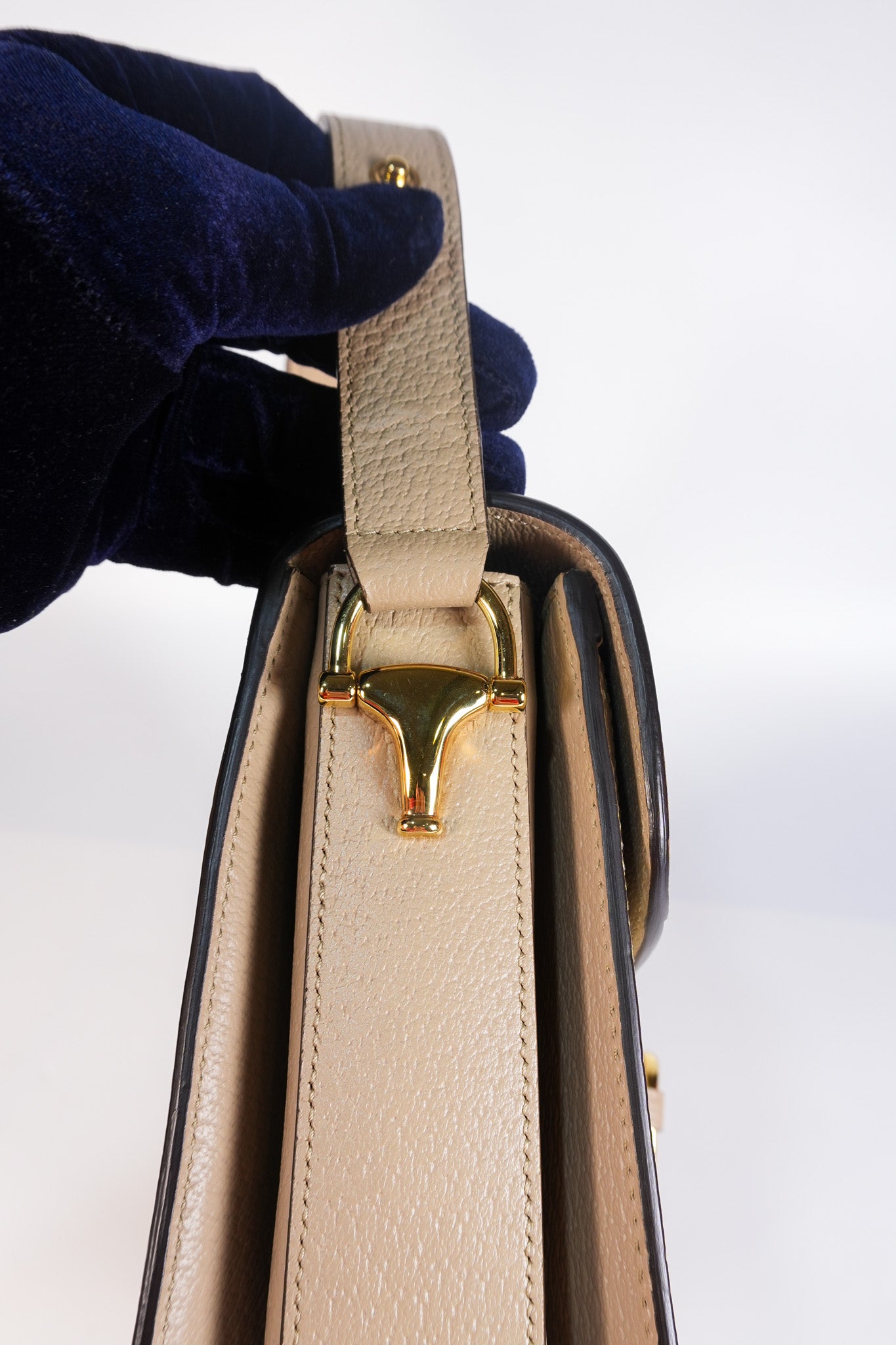 Horsebit 1955 in Beige Supreme Canvas Shoulder Bag | Purse Maison Luxury Bags Shop