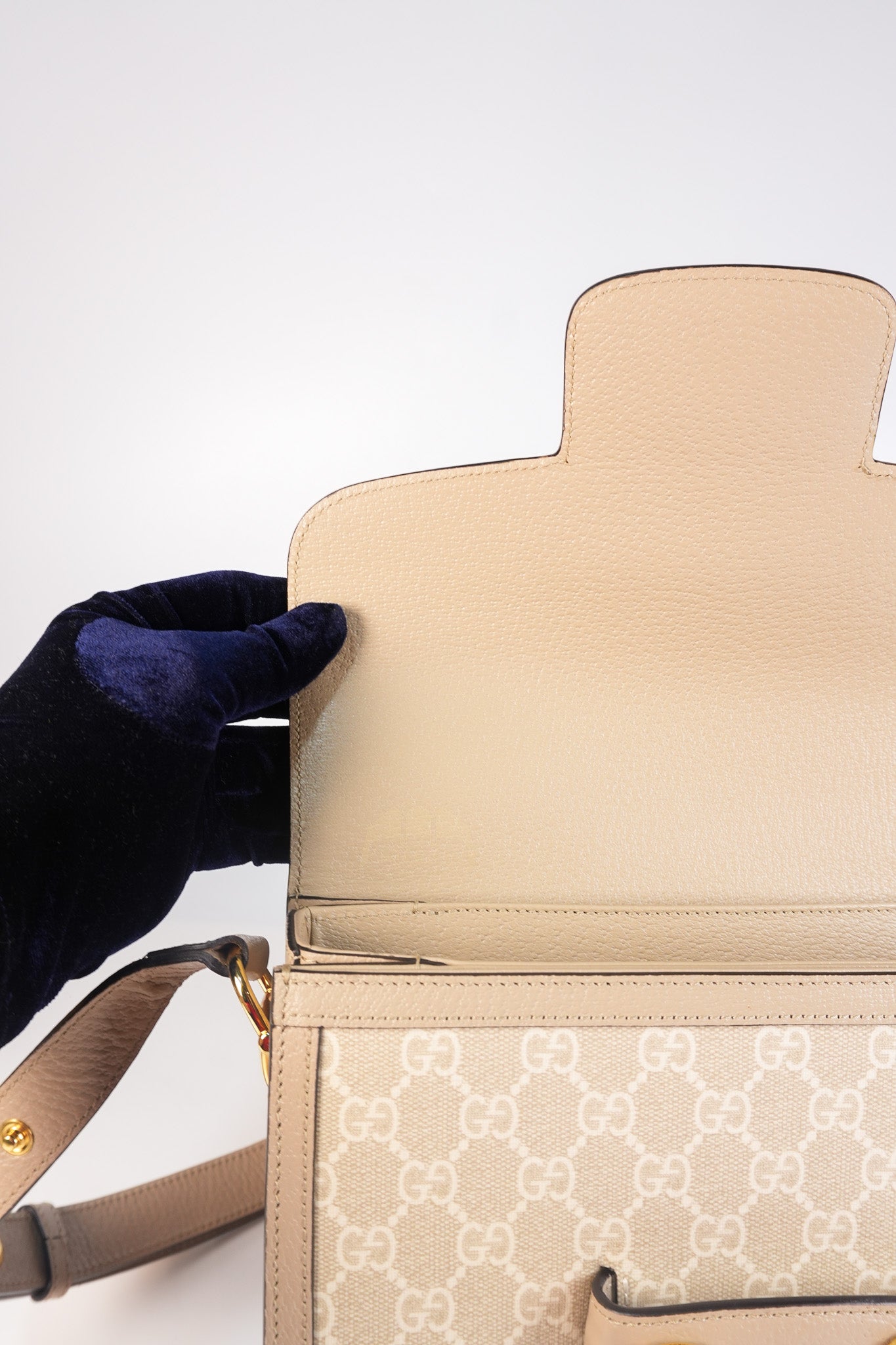 Horsebit 1955 in Beige Supreme Canvas Shoulder Bag | Purse Maison Luxury Bags Shop