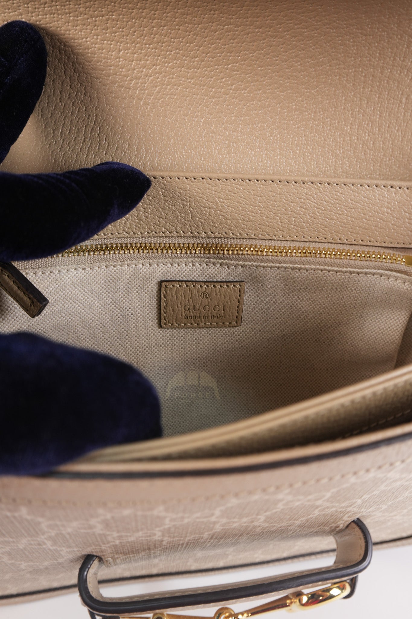 Horsebit 1955 in Beige Supreme Canvas Shoulder Bag | Purse Maison Luxury Bags Shop