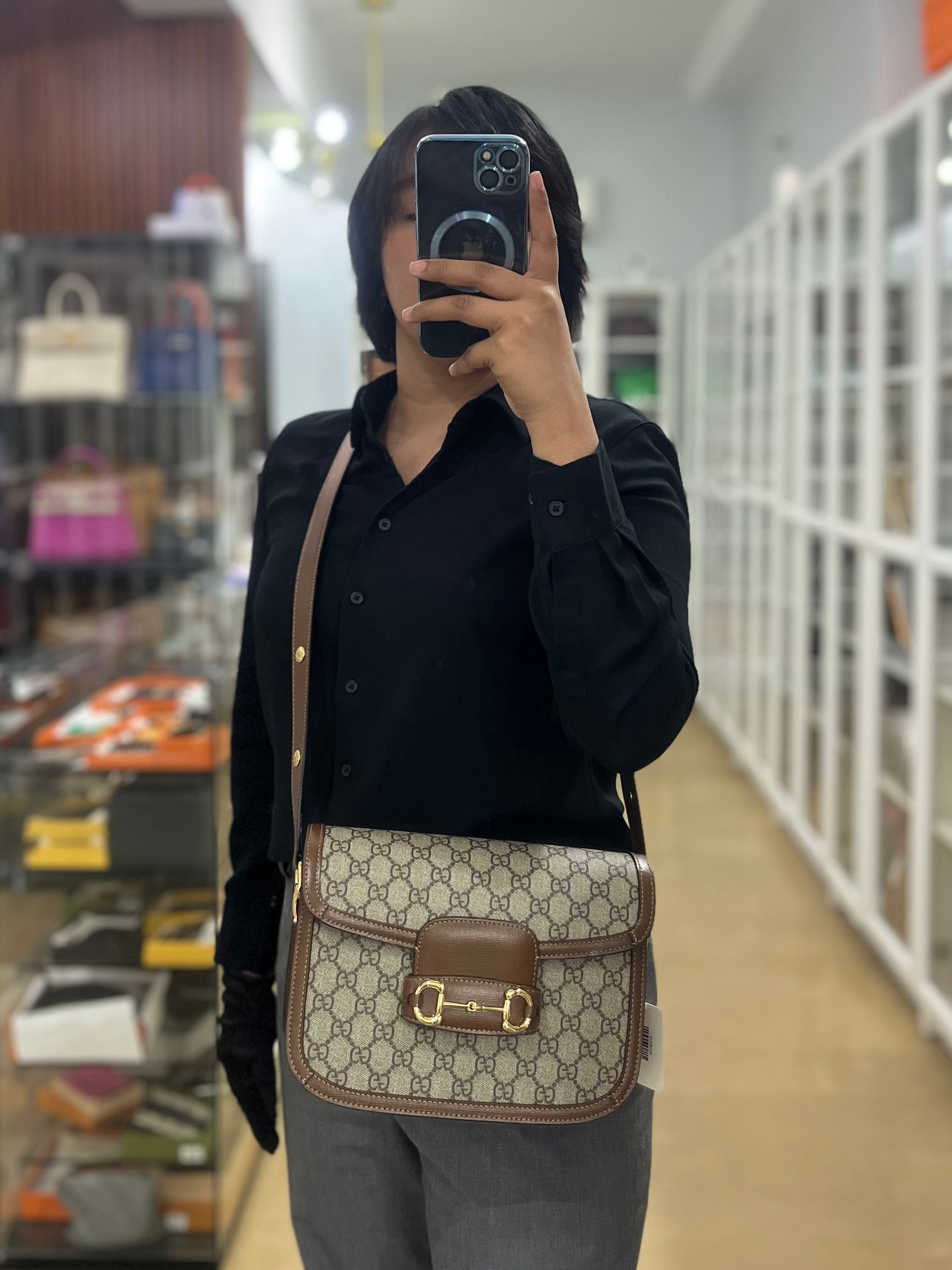 Horsebit 1955 in Brown Supreme Canvas Leather | Purse Maison Luxury Bags Shop