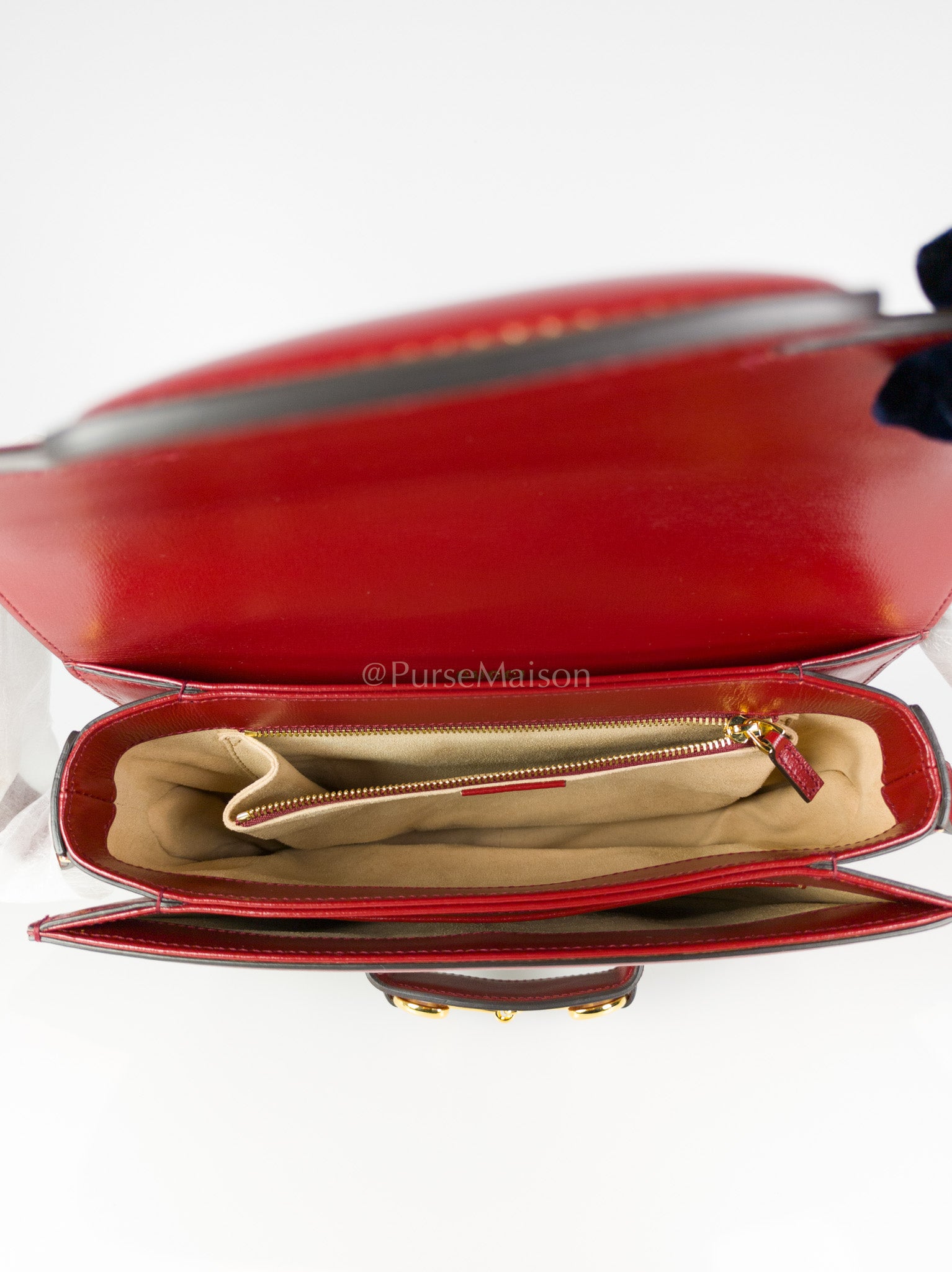 Horsebit 1955 Medium in Beige/Red Canvas | Purse Maison Luxury Bags Shop