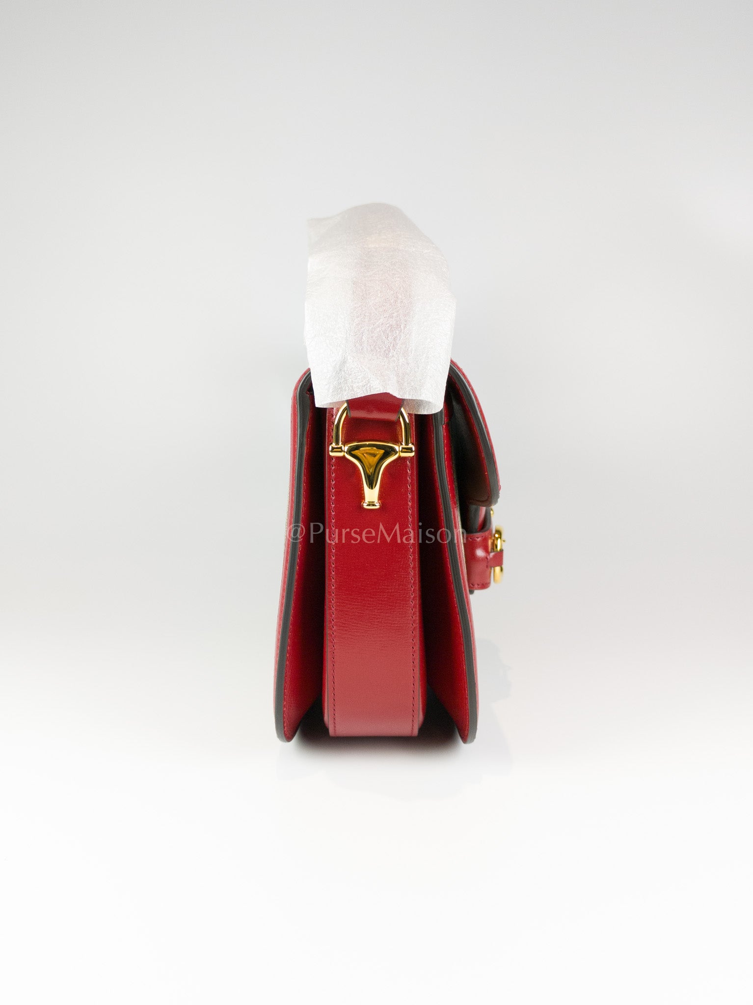 Horsebit 1955 Medium in Beige/Red Canvas | Purse Maison Luxury Bags Shop