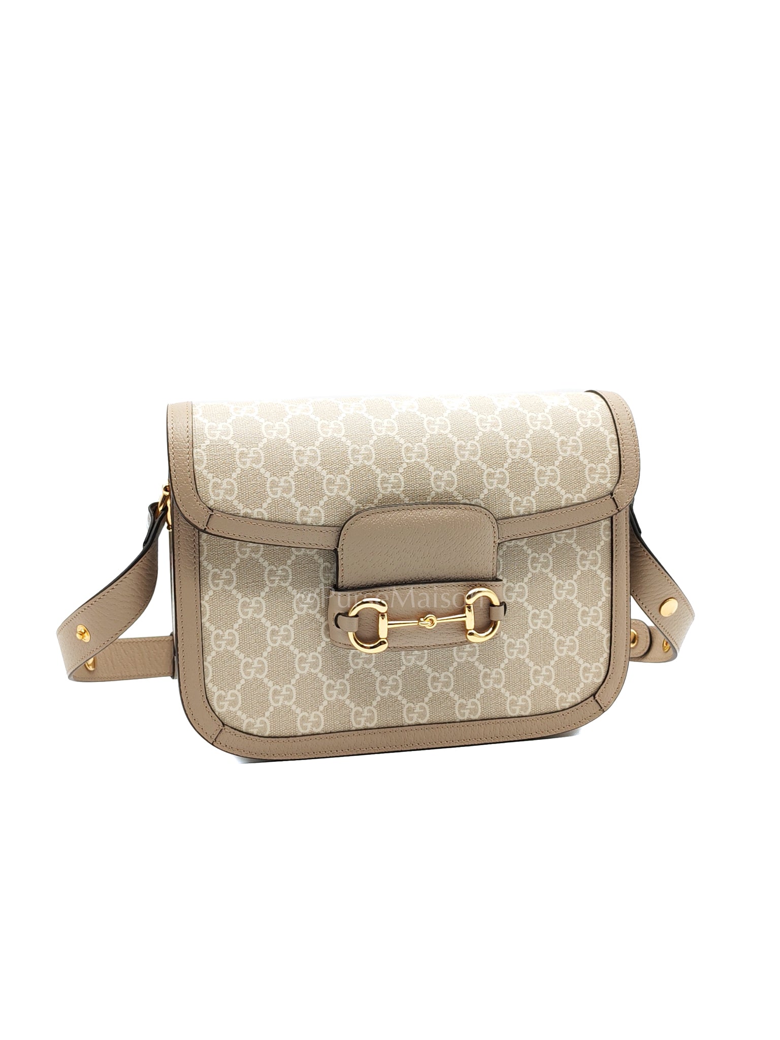 Horsebit 1955 Medium in Beige/White GG Canvas | Purse Maison Luxury Bags Shop