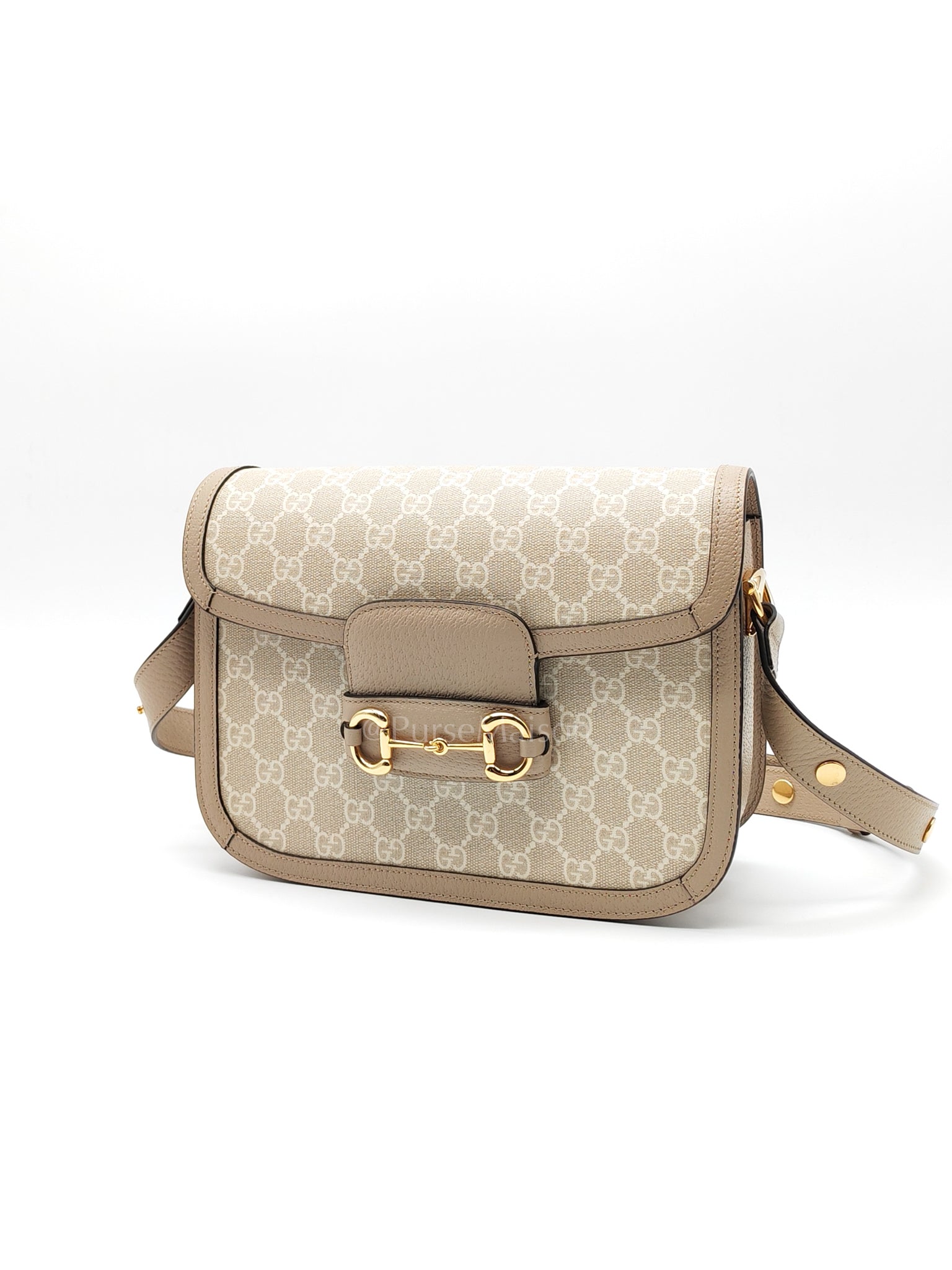 Horsebit 1955 Medium in Beige/White GG Canvas | Purse Maison Luxury Bags Shop