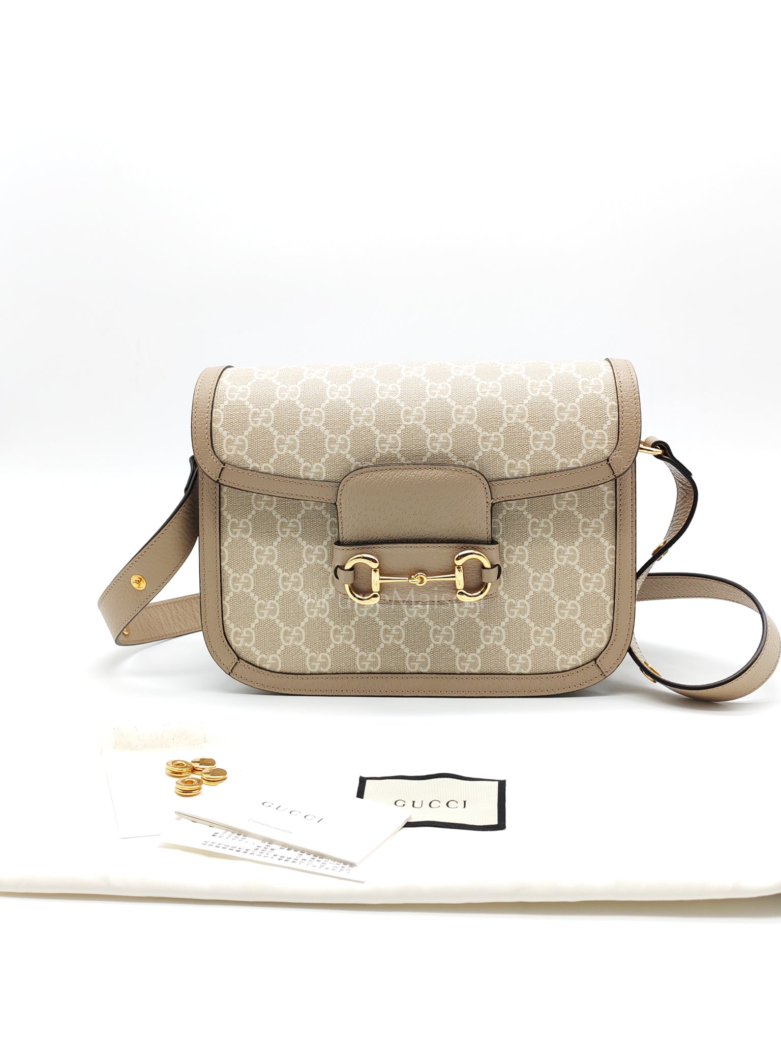 Horsebit 1955 Medium in Beige/White GG Canvas | Purse Maison Luxury Bags Shop