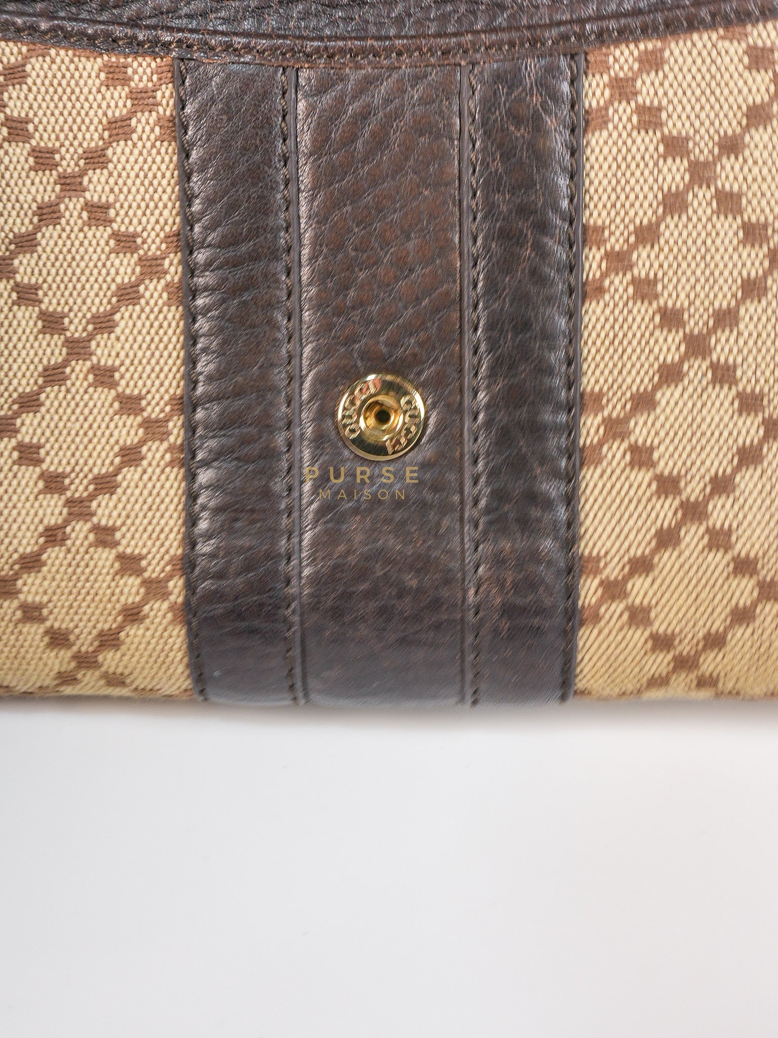 Horsebit Continental Wallet in Brown Diamante Canvas & Gold Hardware | Purse Maison Luxury Bags Shop