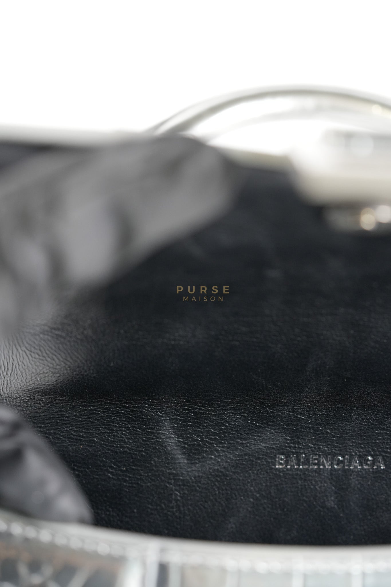 Hourglass Mini in Metallic Silver Crocodile Embossed Leather | Purse Maison Luxury Bags Shop