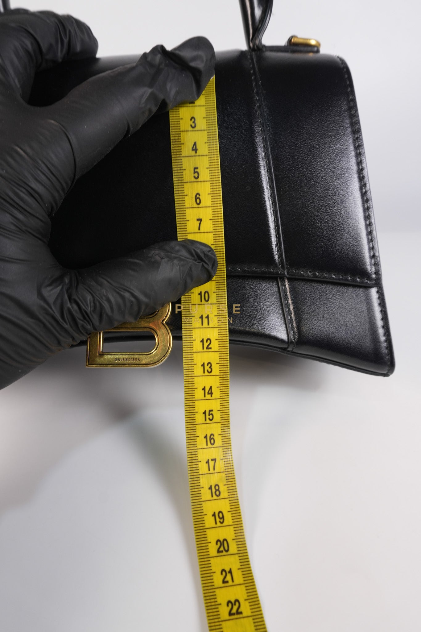 Hourglass Small Black in Smooth Calfskin Leather | Purse Maison Luxury Bags Shop