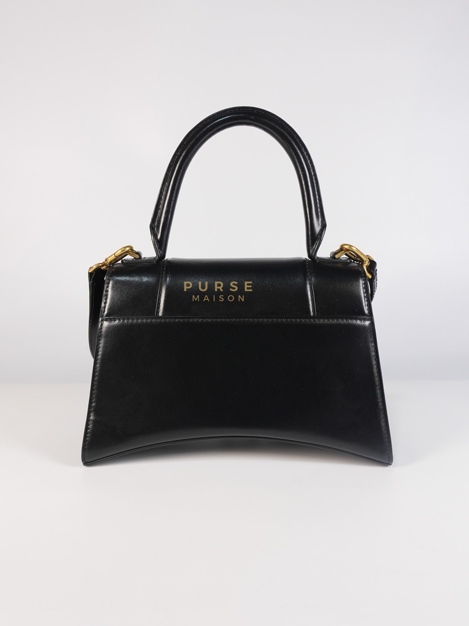 Hourglass Small Black in Smooth Calfskin Leather | Purse Maison Luxury Bags Shop