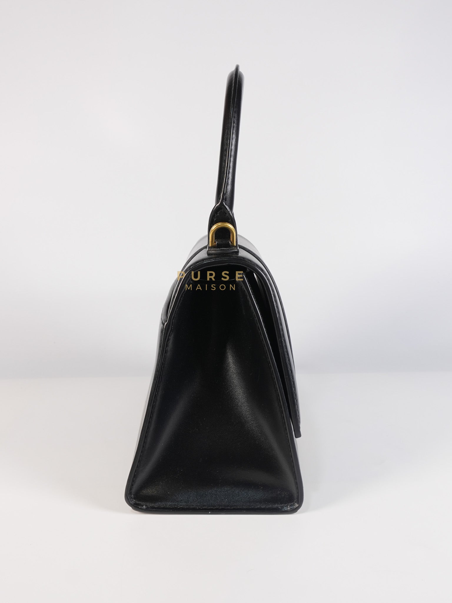 Hourglass Small Black in Smooth Calfskin Leather | Purse Maison Luxury Bags Shop