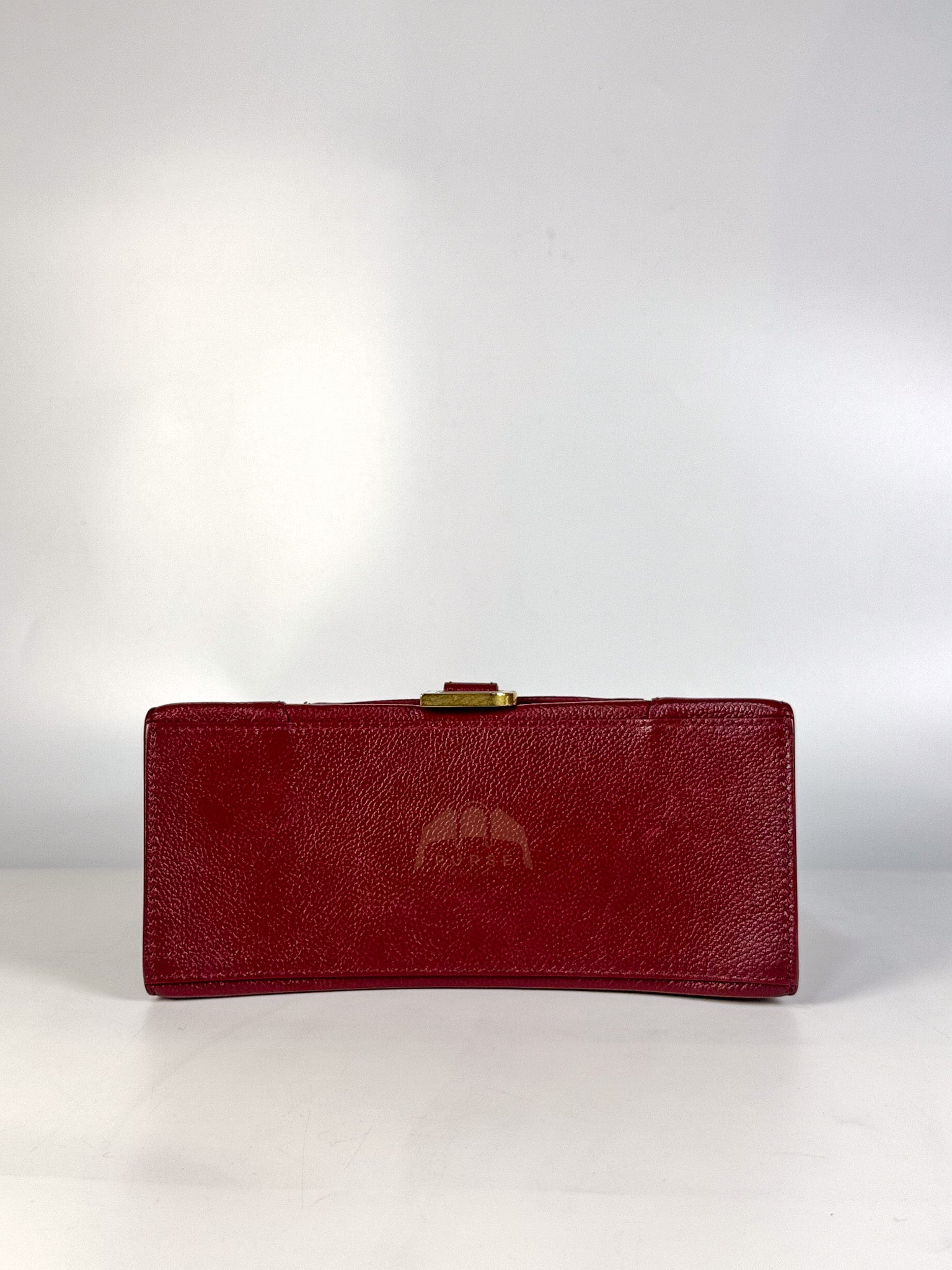 Hourglass Small in Dark Red Grained Leather | Purse Maison Luxury Bags Shop