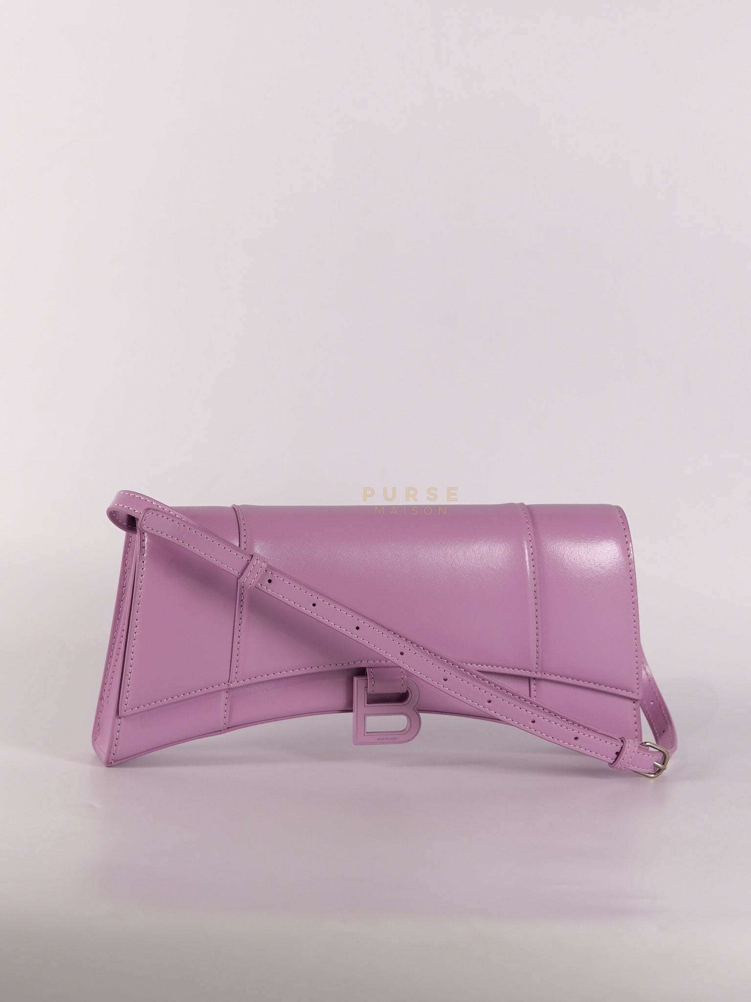Hourglass Stretch in Light Purplish Pink in Smooth Calfskin Leather Shoulder Bag | Purse Maison Luxury Bags Shop