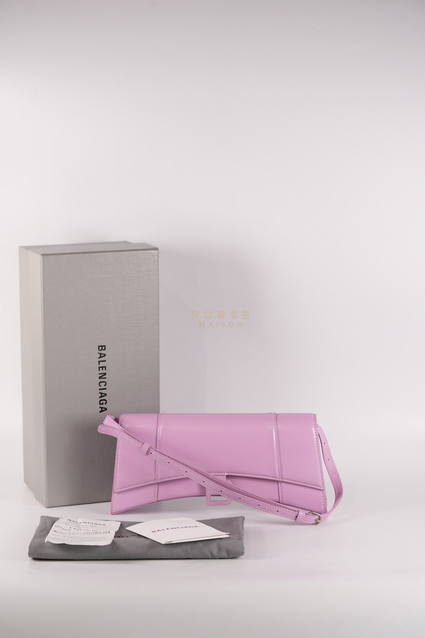 Hourglass Stretch in Light Purplish Pink in Smooth Calfskin Leather Shoulder Bag | Purse Maison Luxury Bags Shop