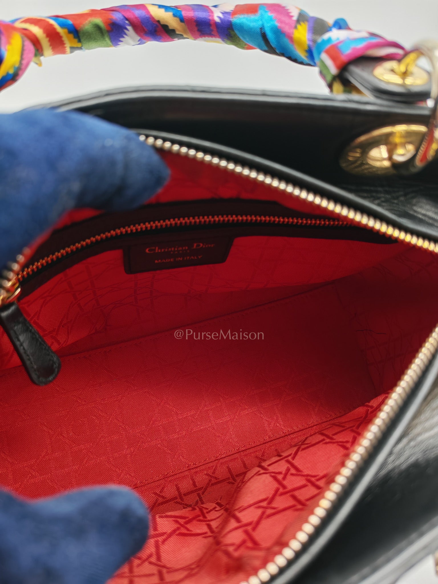 Christian Dior Lady Dior in Black Cannage Lambskin Leather Shoulder Bag