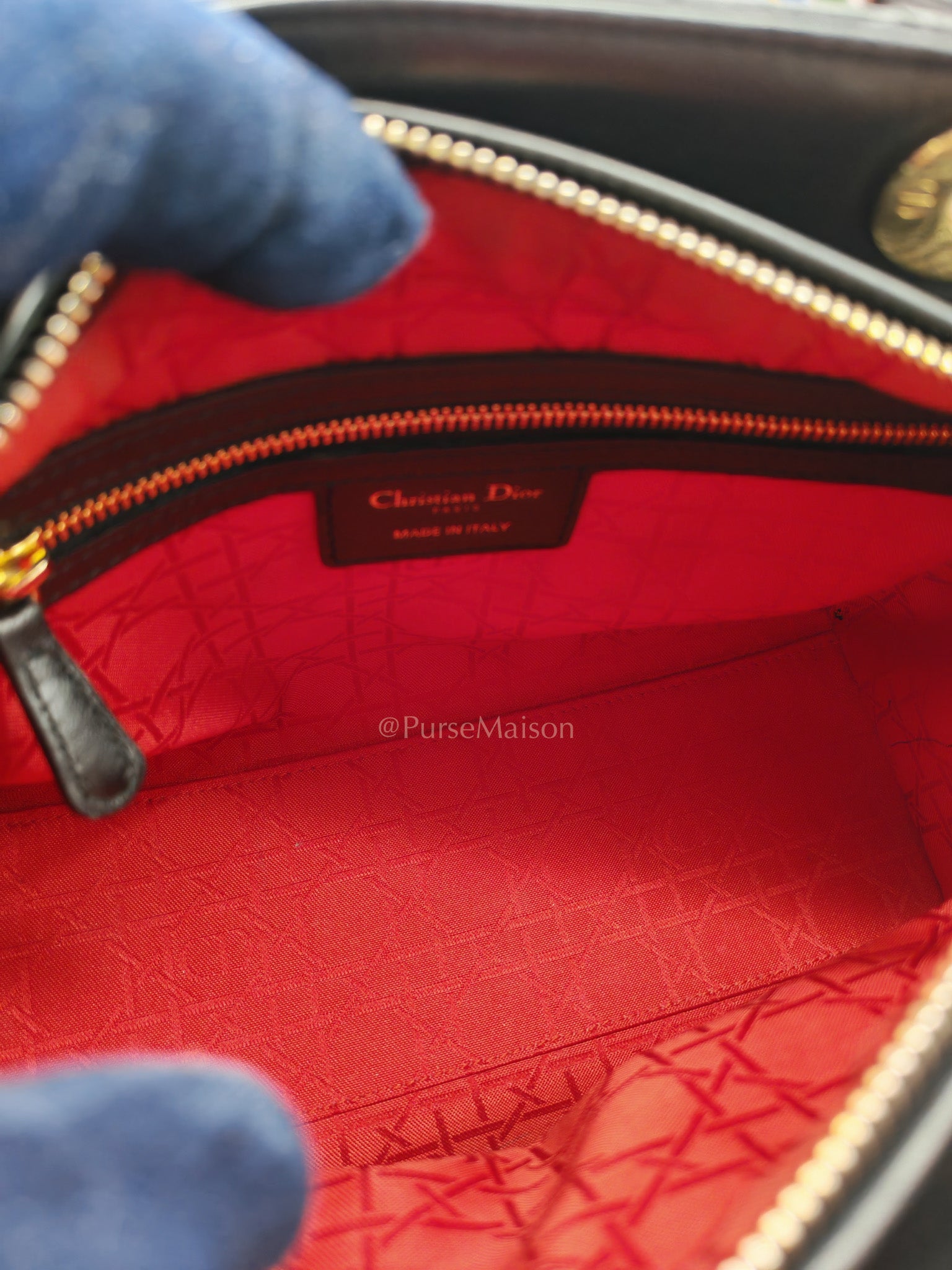 Christian Dior Lady Dior in Black Cannage Lambskin Leather Shoulder Bag