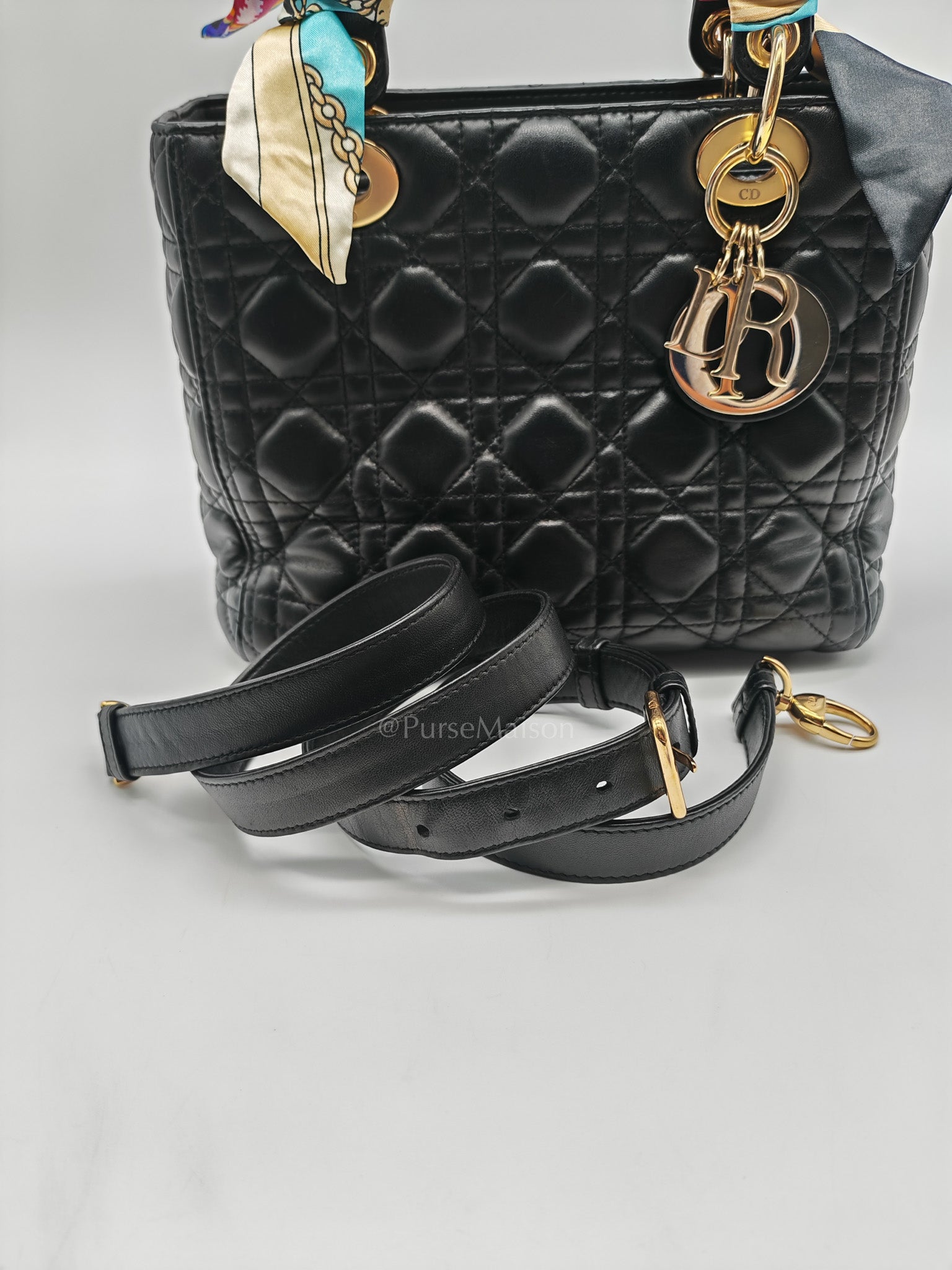 Christian Dior Lady Dior in Black Cannage Lambskin Leather Shoulder Bag